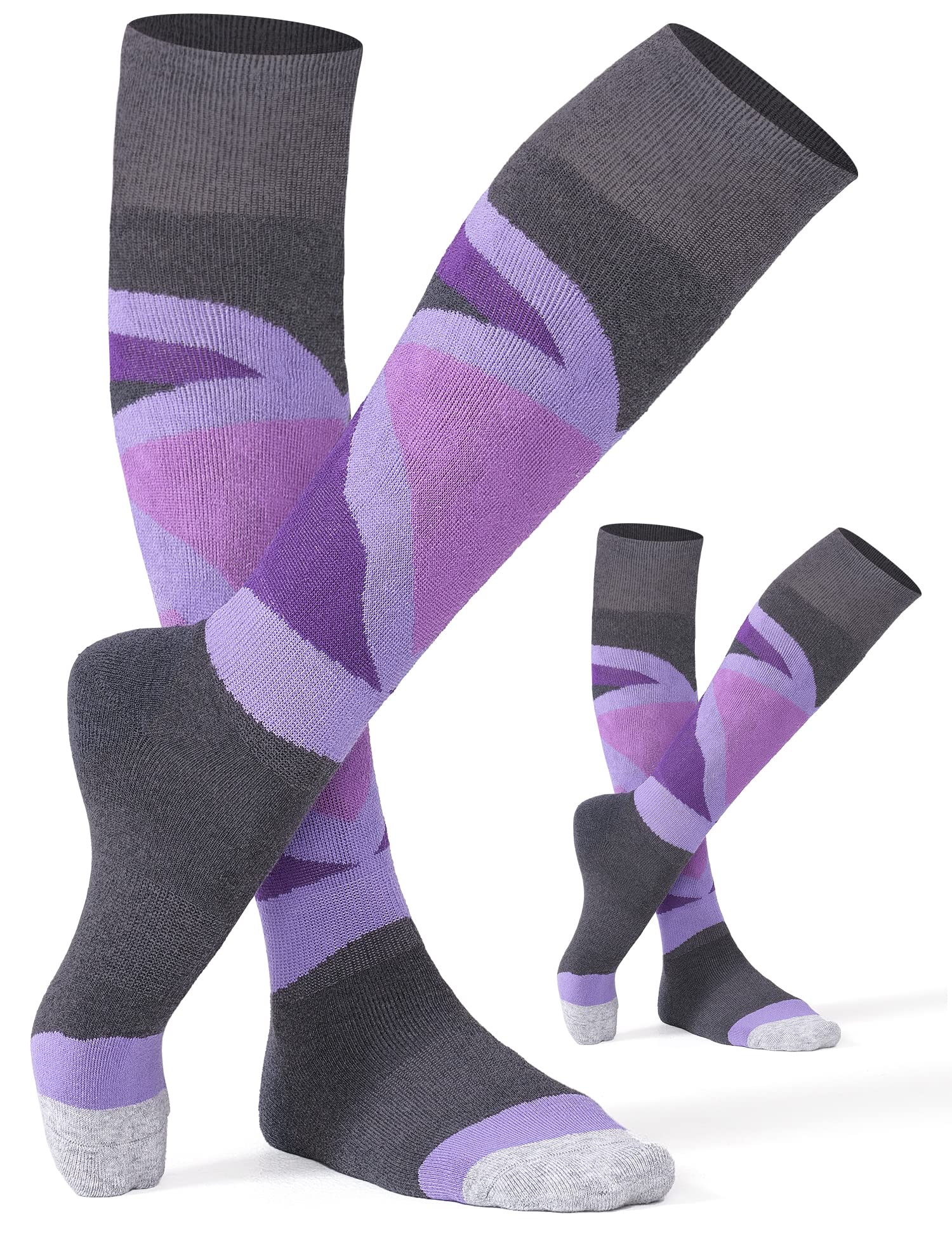 2/3 Pack Thermal Ski Socks with Full Cushion - Merino Wool Winter Warm Socks for Men & Women - Perfect for Skiing, Snowboarding & Cold Weather Outdoor Activities