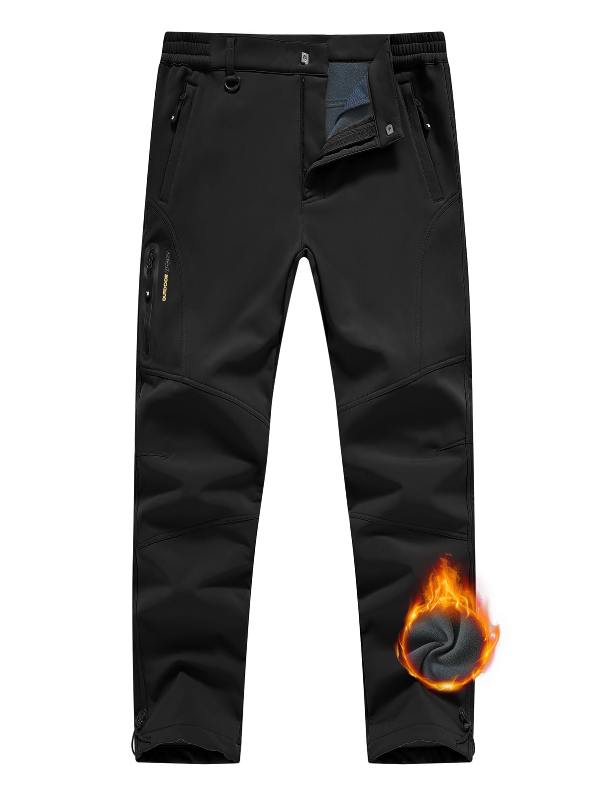 Rdruko Men's Waterproof Insulated Snow Pants - Winter Hiking, Snowboarding & Skiing Fleece-Lined Softshell Trousers for Cold Weather Outdoor Activities