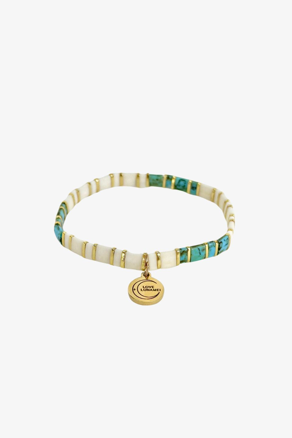 Love Cream Gold Turquoise Charm Bracelet with Gold Accents - Perfect for Valentine's Day Gifts & Boho Fashion Jewelry