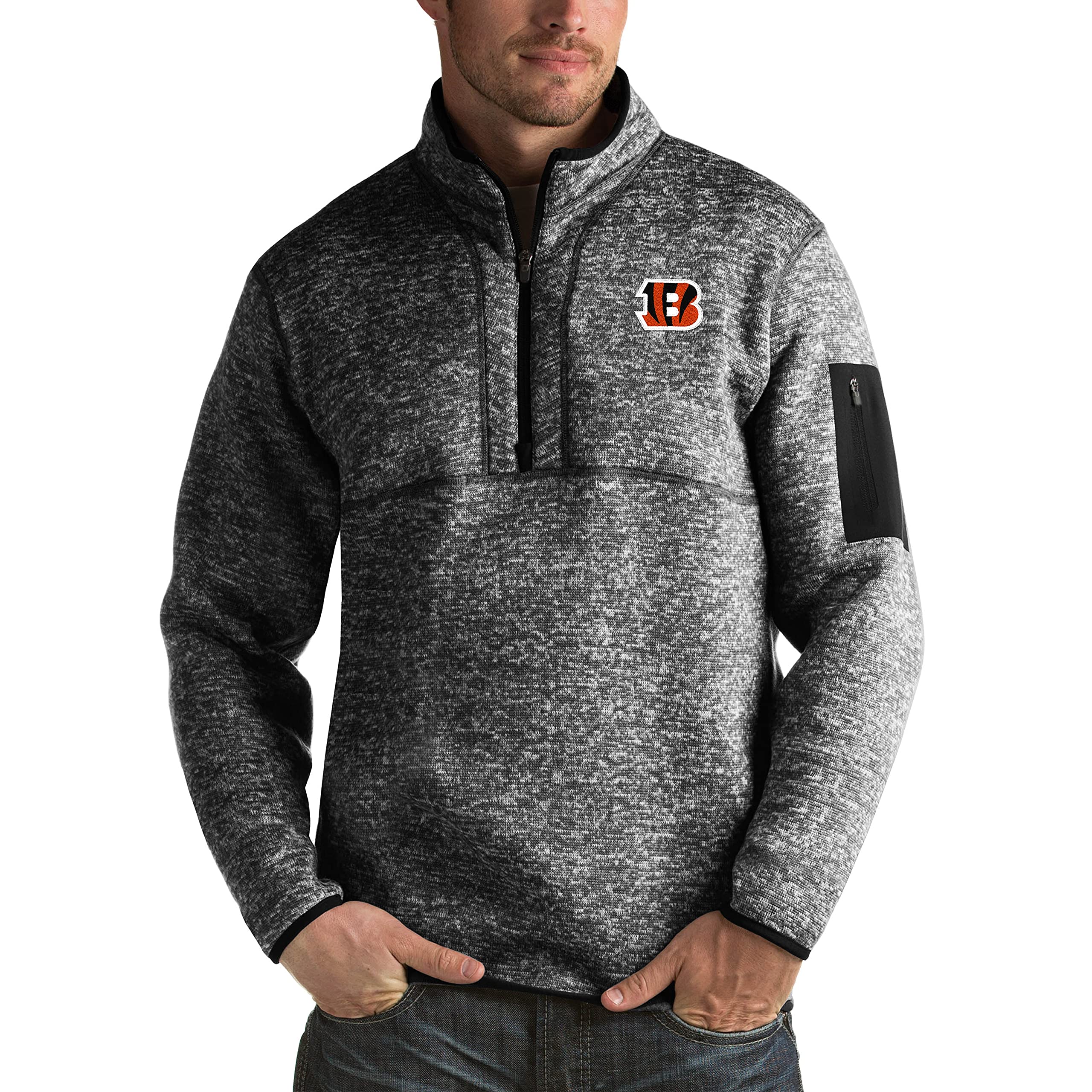 Antigua Men's NFL Fortune Big & Tall Quarter-Zip Pullover Jacket - Official Licensed Football Outerwear for Game Day & Casual Wear