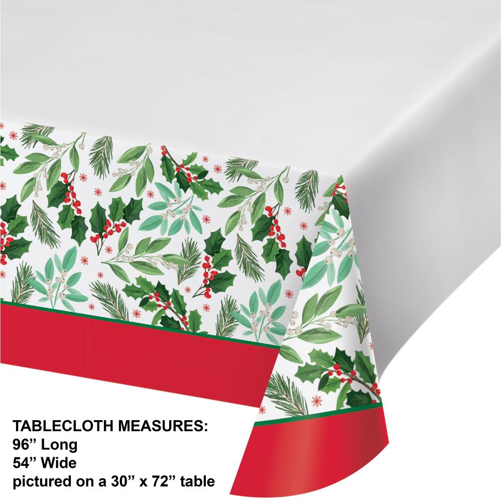12-Piece Bulk Holly Jolly Christmas Paper Table Covers with Festive Border Print - Perfect for Holiday Parties, Family Gatherings & Christmas Decorations