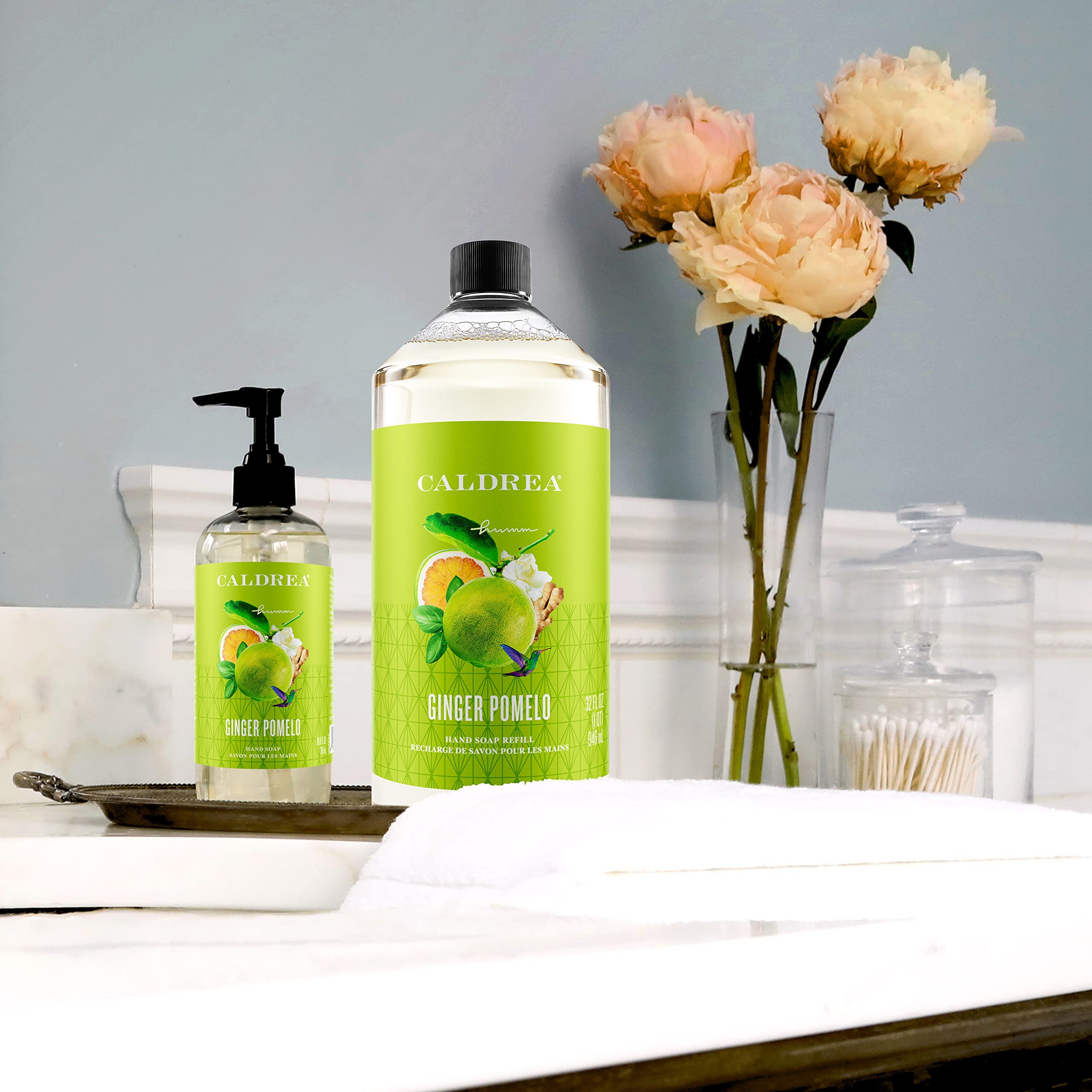Caldrea Aloe Vera & Olive Oil Hand Soap Refill - 32 oz Ginger Pomelo Scent with Essential Oils for Moisturizing & Cleansing | Perfect for Kitchen, Bathroom & Guest Washrooms