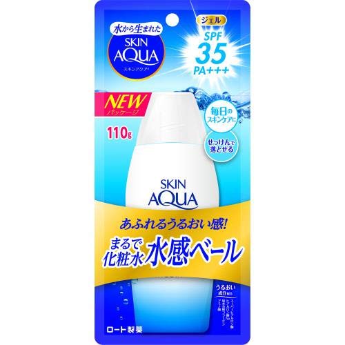 SKIN AQUA UV Moisture Gel Lotion SPF50+ PA++++ | Unscented Sunscreen 110g (5-Pack) | Daily Face & Body Protection for Outdoor Activities, Beach & Sports
