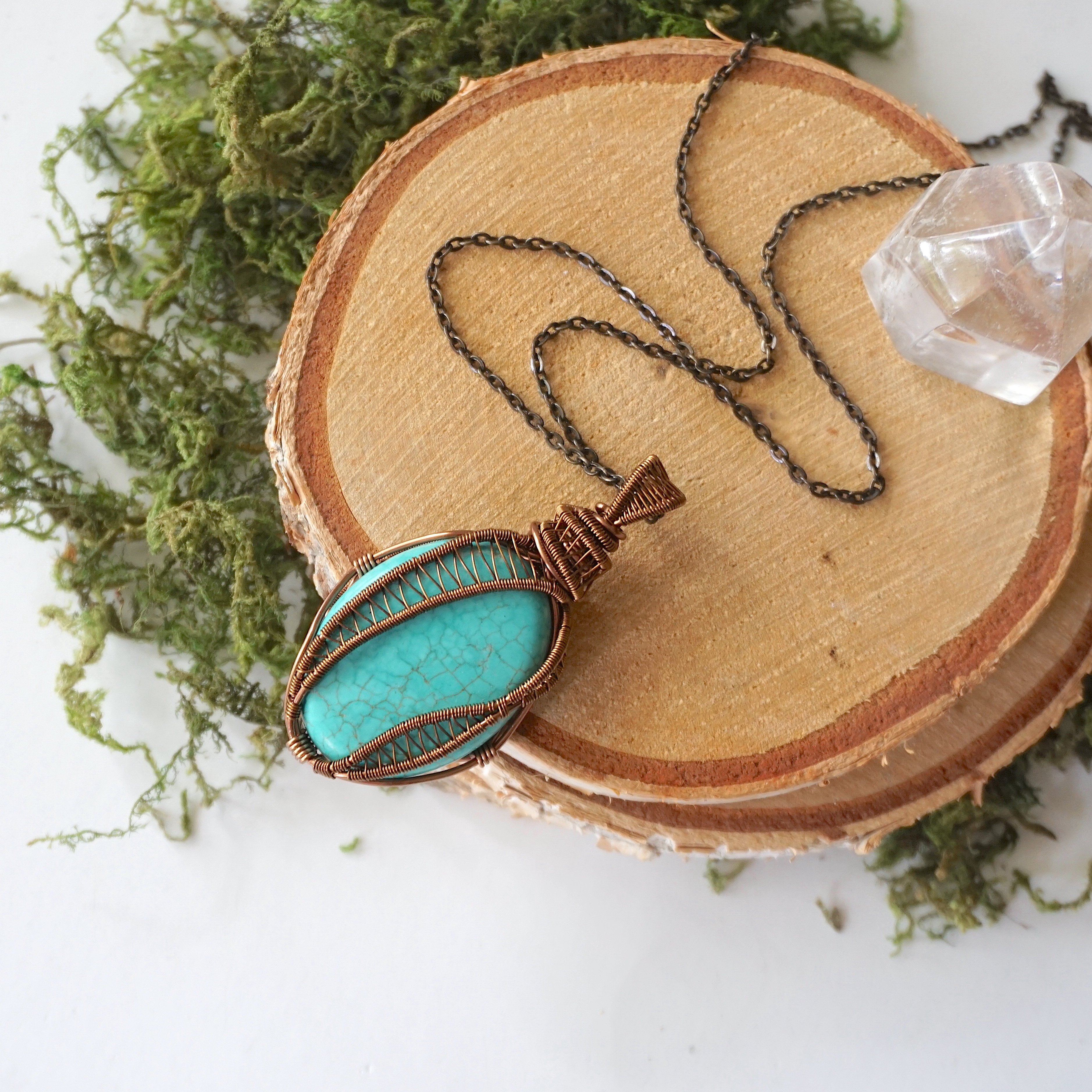 Vintage Turquoise Pendant Necklace in Antique Bronze - Boho Chic Jewelry for Women, Perfect for Casual Wear, Layering & Gift Giving