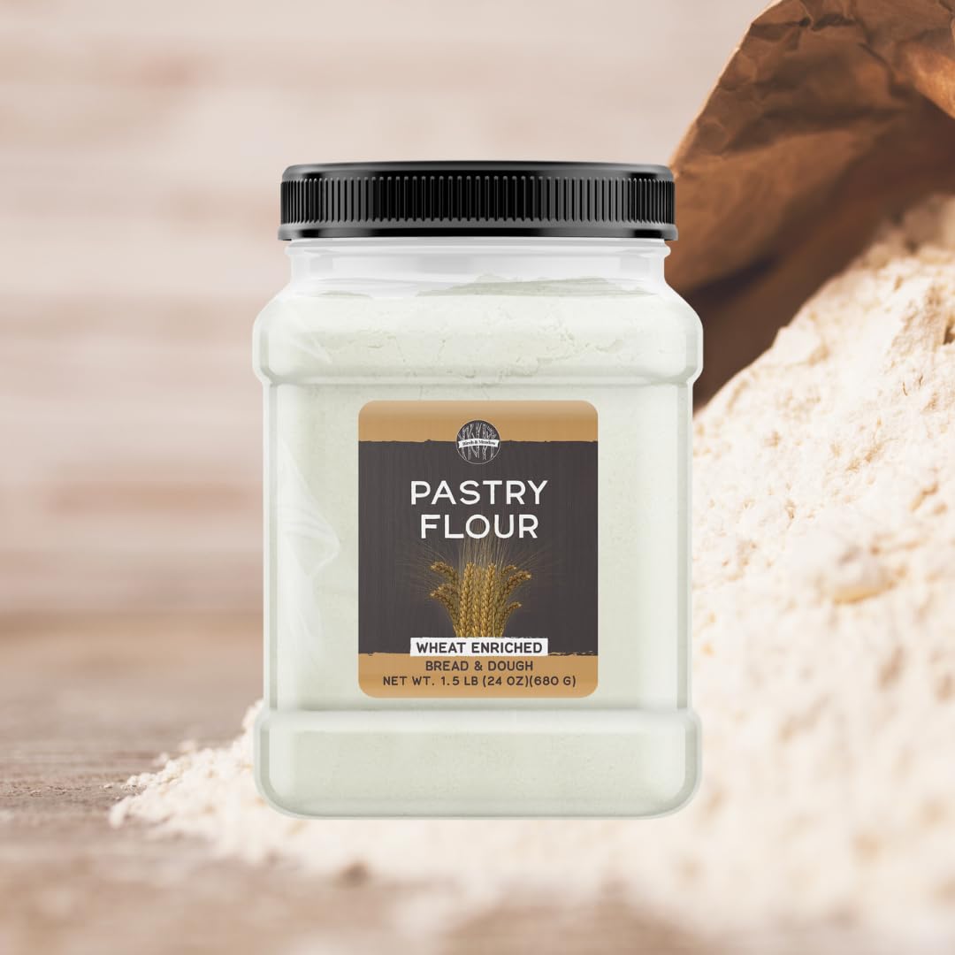 Birch & Meadow Enriched Wheat Pastry Flour - 1.5 lb Bag for Baking Bread, Dough, Pastries & More | Perfect for Homemade Cakes, Cookies & Pie Crusts
