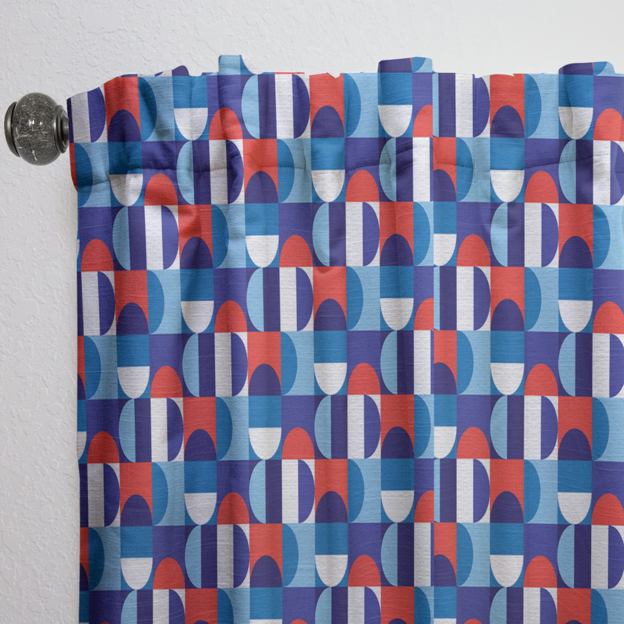 DesignQ Thermal Insulated Curtains - Blue, Red & White Polka Dots Blackout Drapes for Bedroom & Living Room (52x84 Inches, Single Panel) - Perfect for Home Decor, Privacy & Light Control