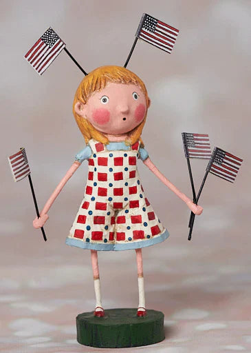 Lori Mitchell Collectible Figurine - Fannie's Flags - Hand-Painted Resin Statue for Home Decor, Gift & Display | Perfect for Shelves, Desks & Seasonal Decorations