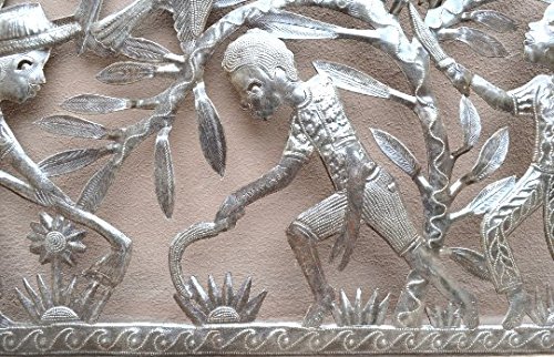 Handmade Cactus Folk Art Wall Sculpture - Haiti Recycled Metal Art, Fair Trade Steel Wall Decor, 34