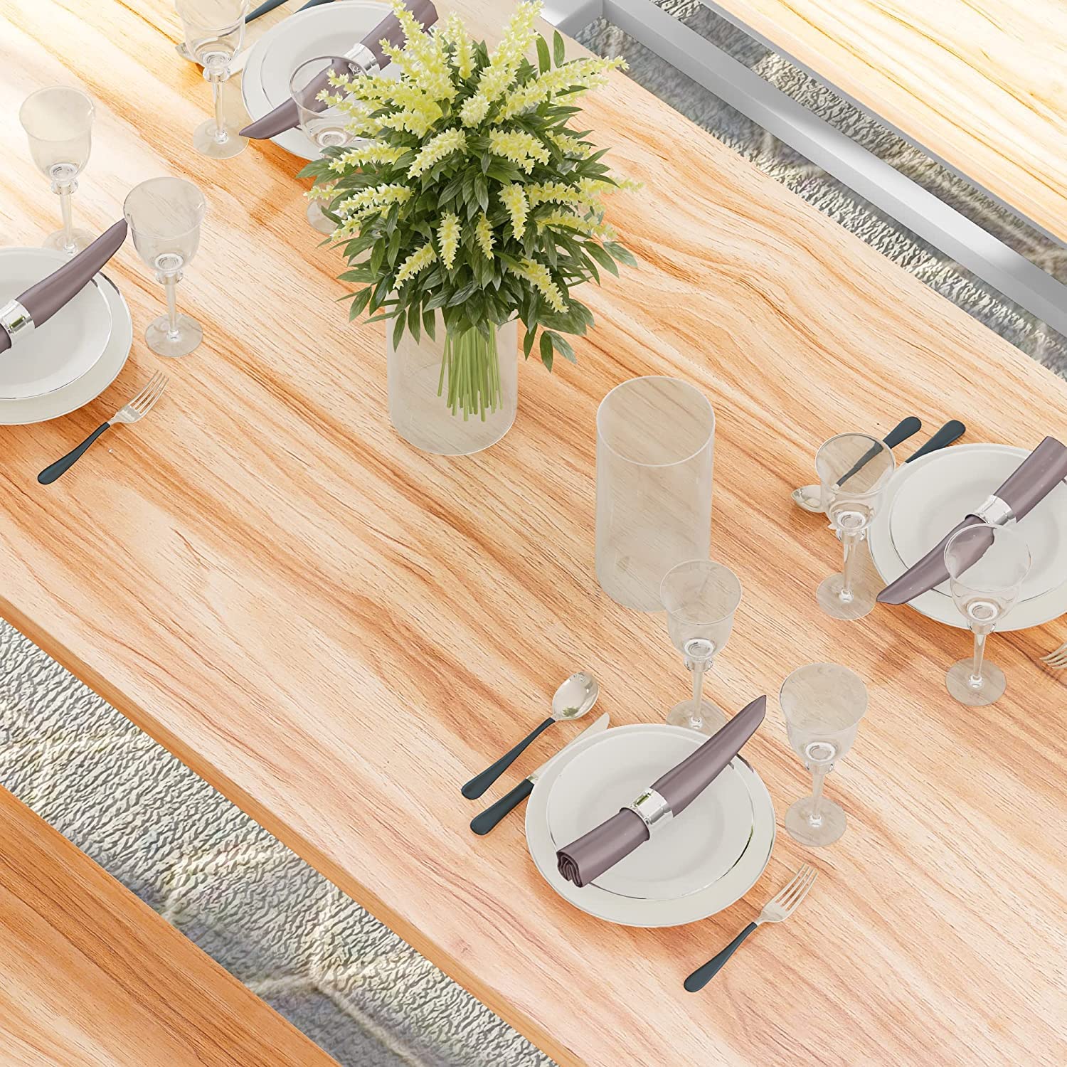 Farmhouse Dining Table Set with 2 Benches - Solid Wood Kitchen Table and Chairs for 4-6 People, Beige Breakfast Nook Set for Small Spaces | Perfect for Family Meals, Entertaining Guests & Cozy Kitchen Dining