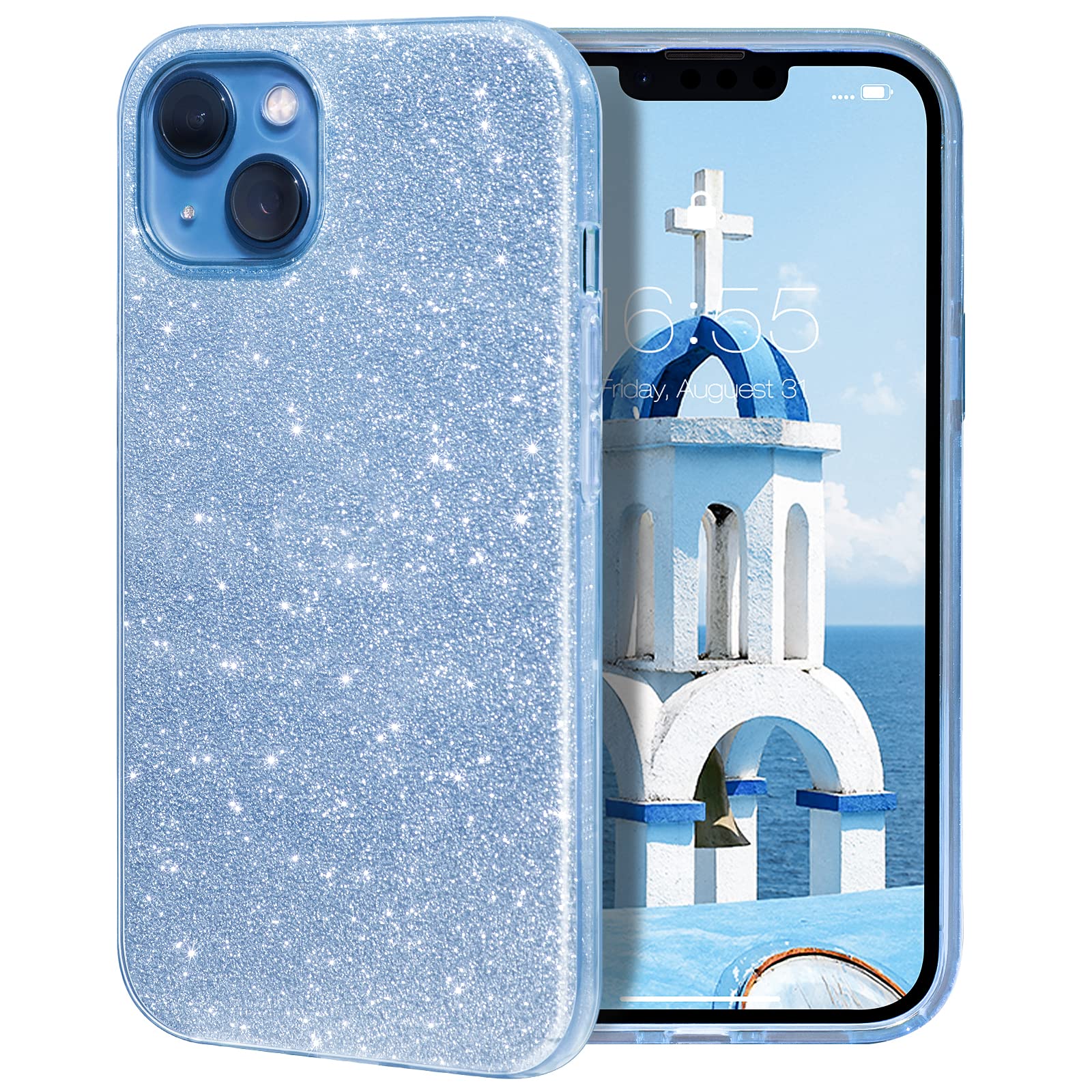 MILPROX iPhone 13 Case (2021) - Sparkly Glitter Shiny Protective Cover with 3-Layer Shockproof Design | Compatible with iPhone 13 6.1