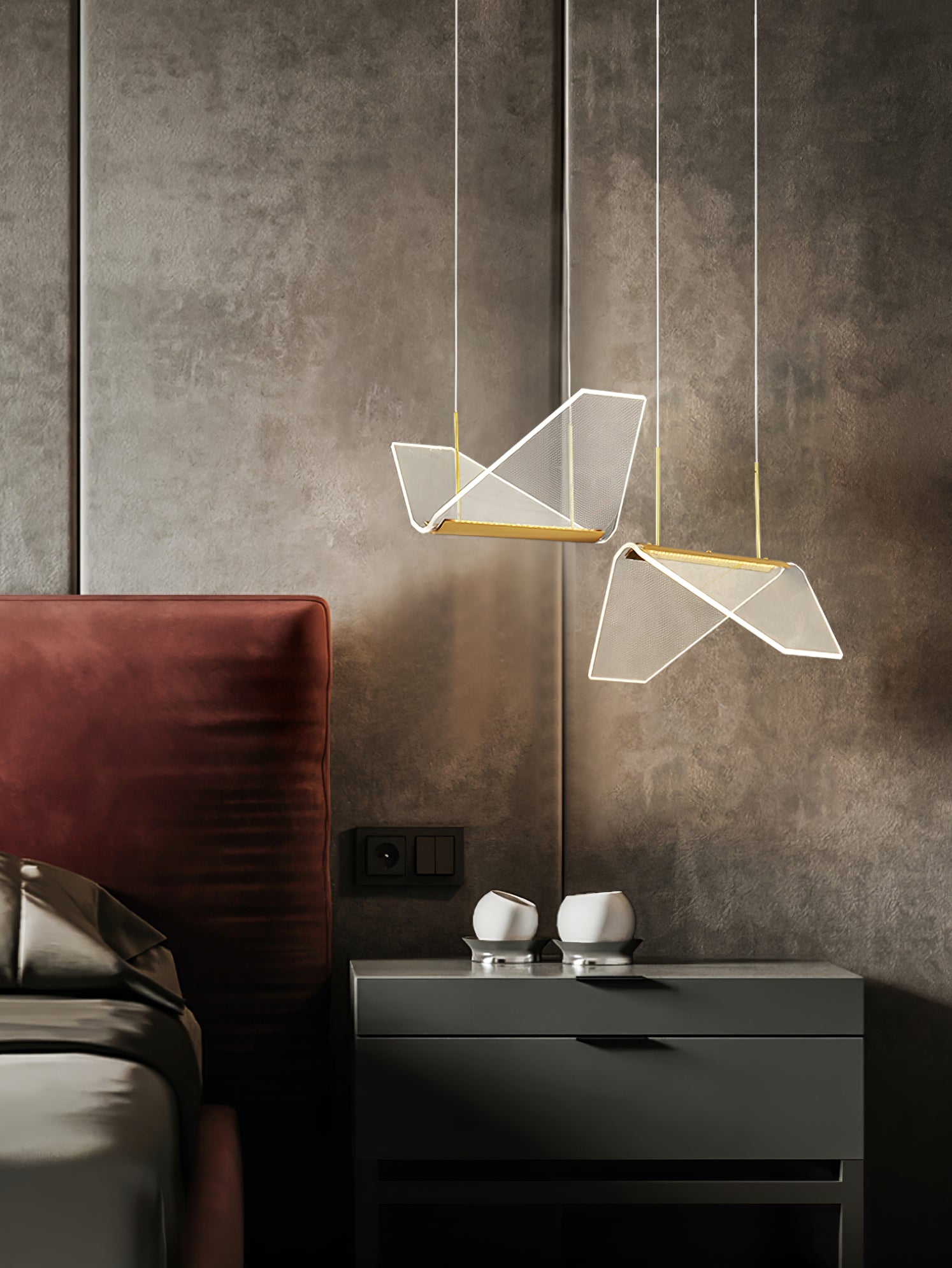 Modern Wing Pendant Light - Elegant Hanging Ceiling Lamp for Dining Room, Kitchen Island & Bedroom Decor - Adjustable LED Chandelier Lighting Fixture