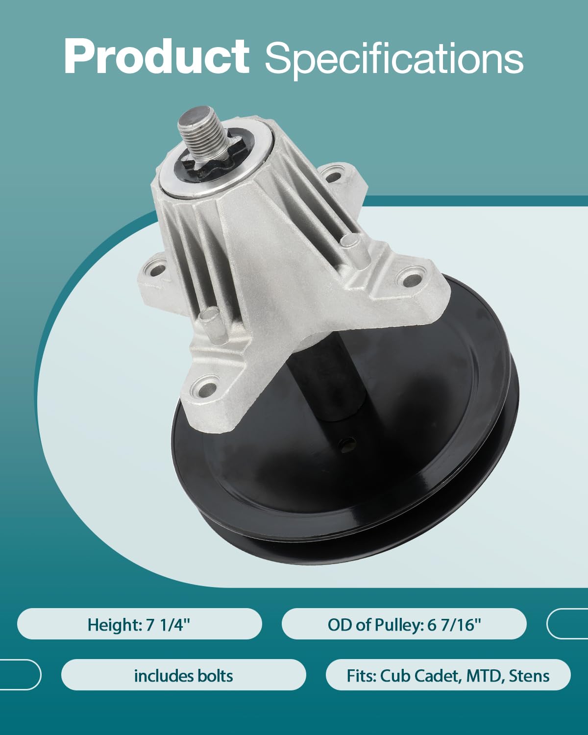SCITOO 2-Pack Lawn Mower Spindles with Pulley Bolt - Replacement Spindle Assembly for Troy Bilt & MTD (618-05078, 918-05078, 918-0507A) - Perfect for Mower Repairs & Maintenance