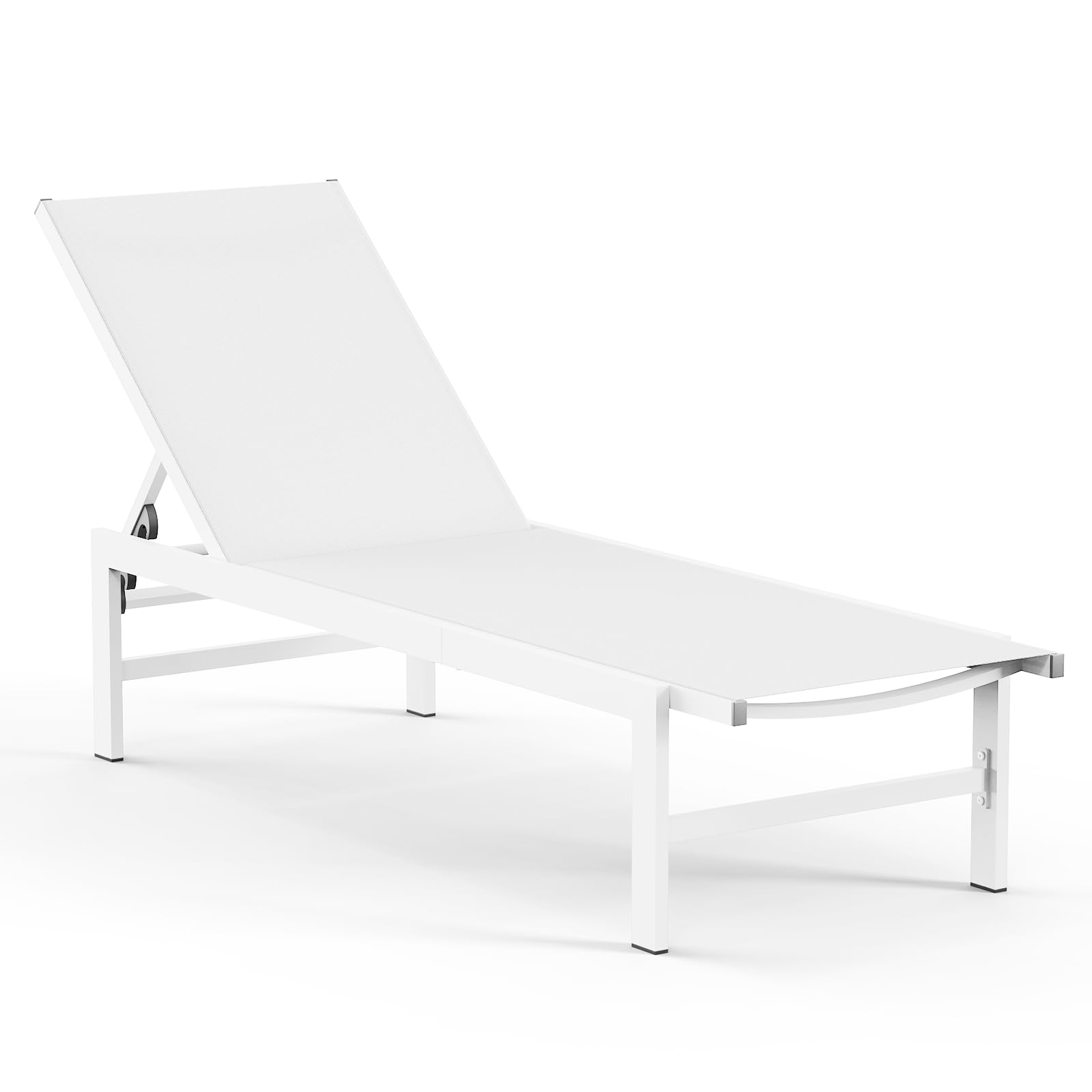 Premium Aluminum Outdoor Lounge Chairs - 5-Position Adjustable Recliner Pool Chaise Lounge for Backyard, Patio, Deck & Lawn - Weather-Resistant White Poolside Relaxation Chairs for Sunbathing & Outdoor Lounging