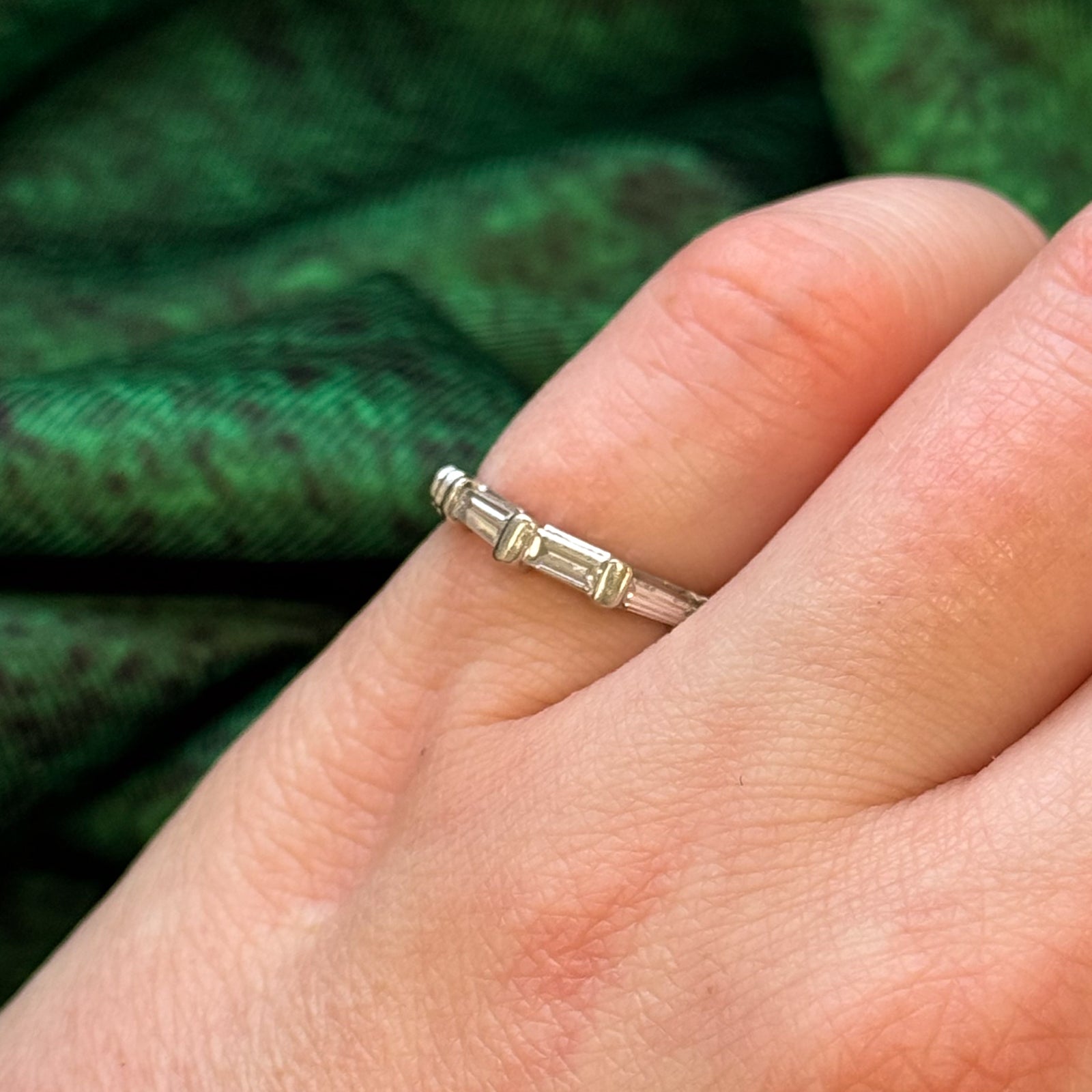 0.24ctw Baguette Diamond Wedding Band Ring - Size 4.25 - Elegant Stackable Ring for Bridal, Anniversary & Special Occasions