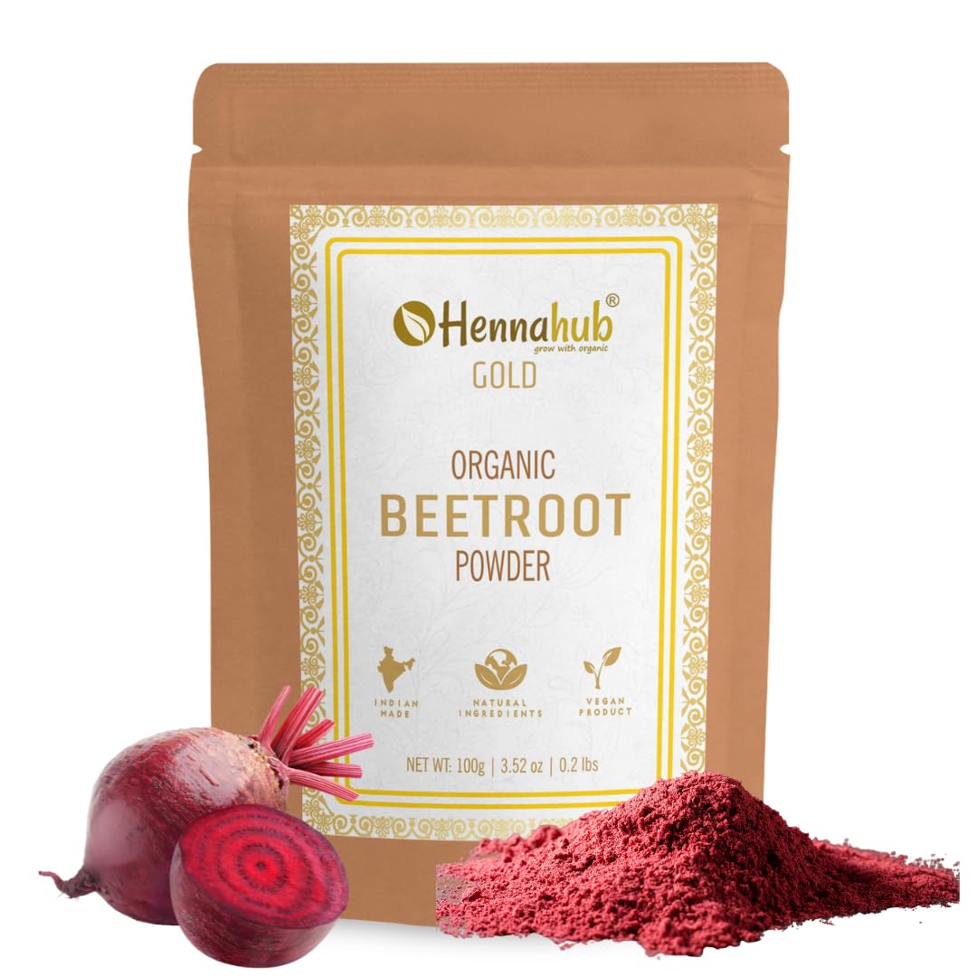 Hennahub Premium Gold Beetroot Powder - 100g (3.5 oz) Pack - Natural Superfood for Smoothies, Baking & Healthy Drinks