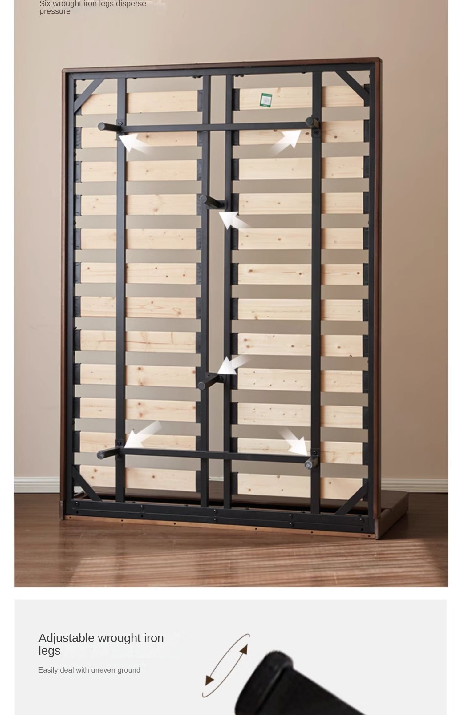 Solid Oak Wood Floating Bed Frame - Modern Platform Bed with Suspended Design for Bedroom, Guest Room & Loft