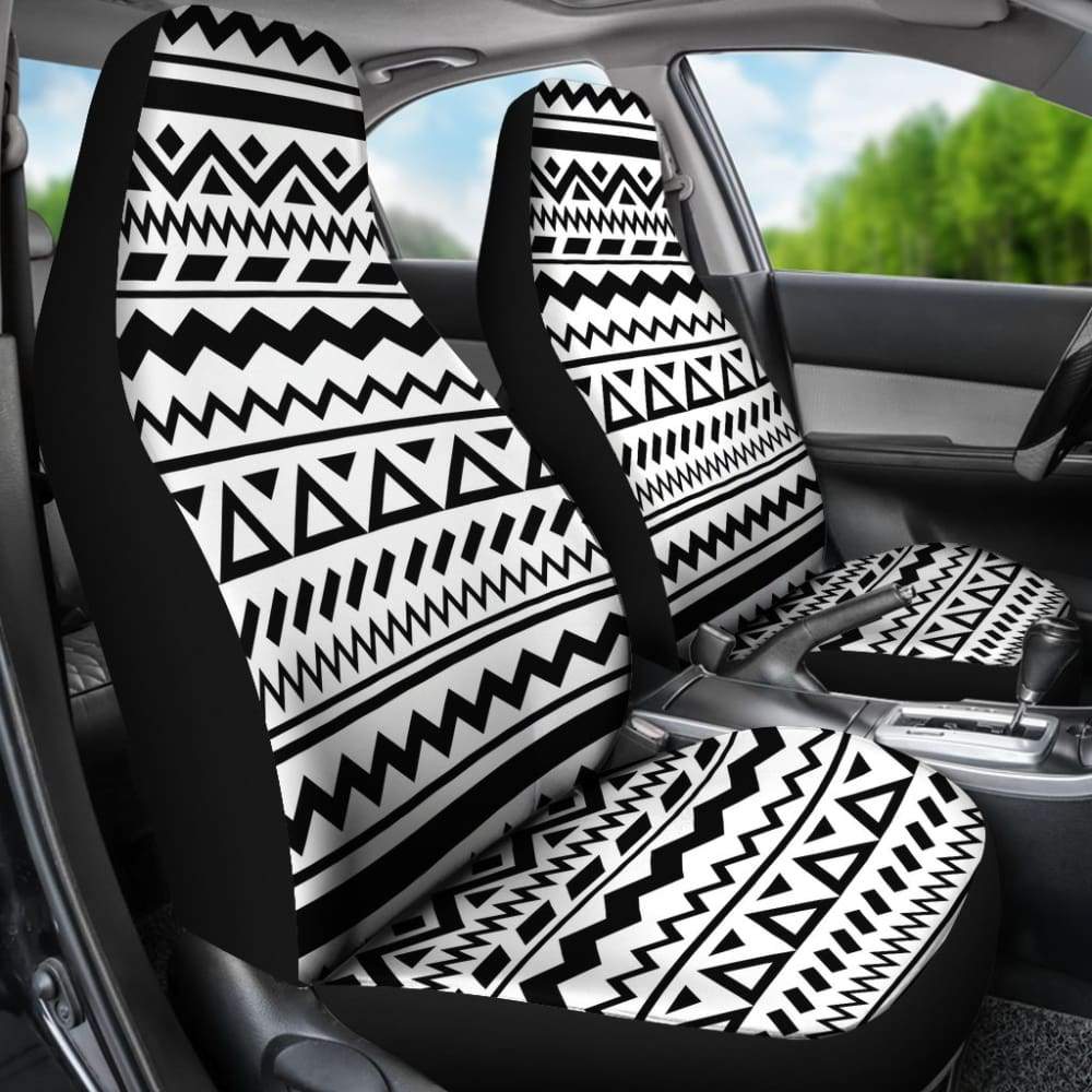 Premium Black and White Aztec Pattern Car Seat Covers - Universal Fit for Most Vehicles - Durable & Stylish Interior Accessory for Cars, Trucks, SUVs - Perfect for Road Trips, Daily Commutes, and Interior Upgrades
