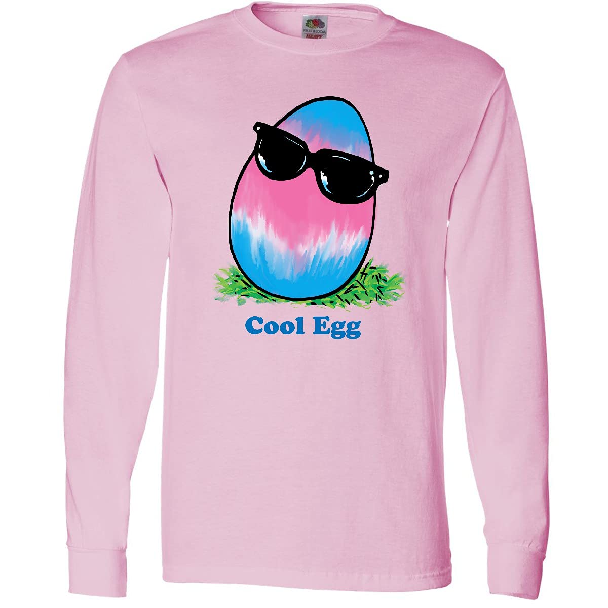 Easter Pink and Blue Cool Egg Design Long Sleeve T-Shirt for Adults - Funny Holiday Graphic Tee for Easter Celebrations, Family Gatherings & Spring Festivals