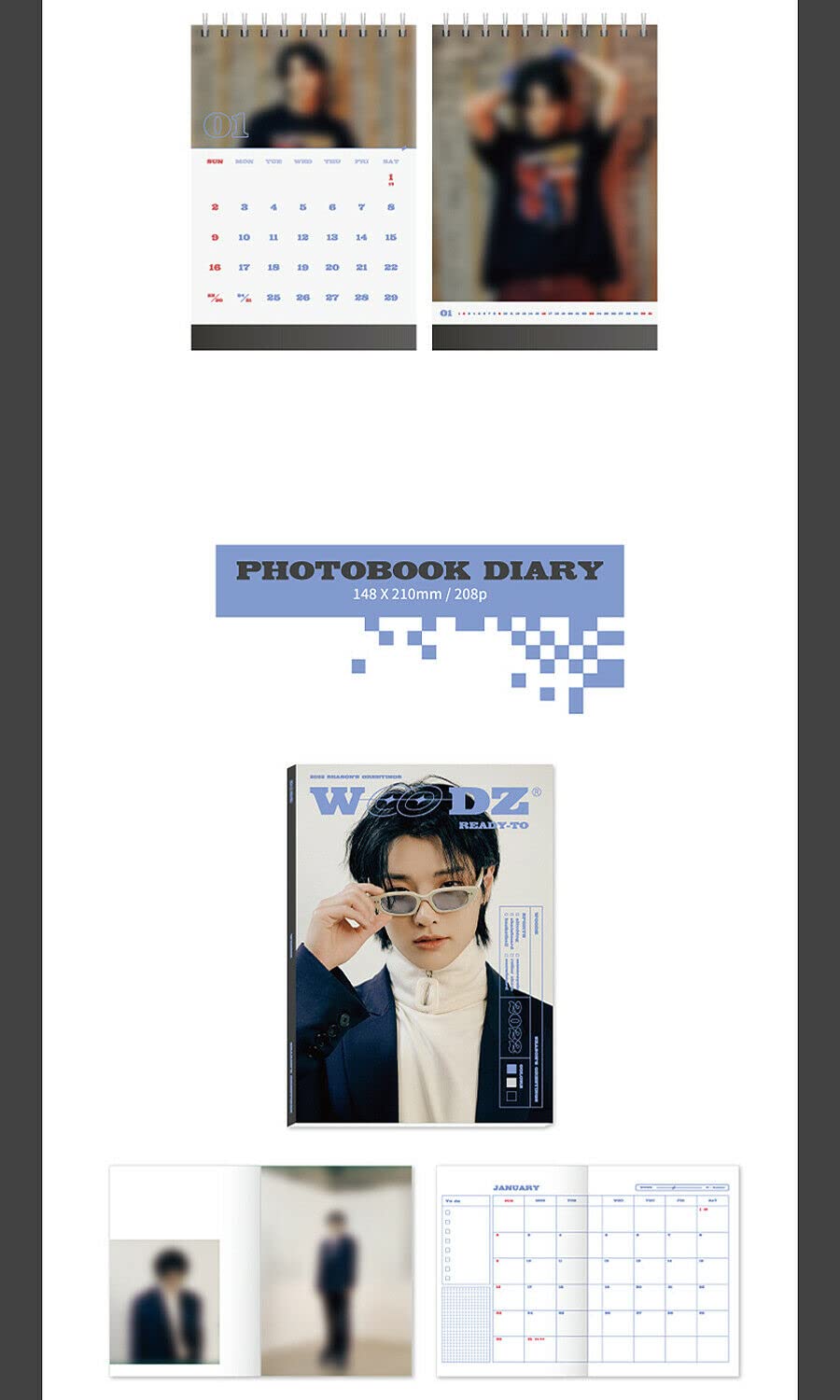 WOODZ 2022 SEASON'S GREETINGS K-POP Merchandise Set - Calendar, Photo Card Diary, Folded Poster, Stickers, Post Cards & Pop-up Card - Perfect for K-POP Fans Collection, Room Decor & Gift Giving
