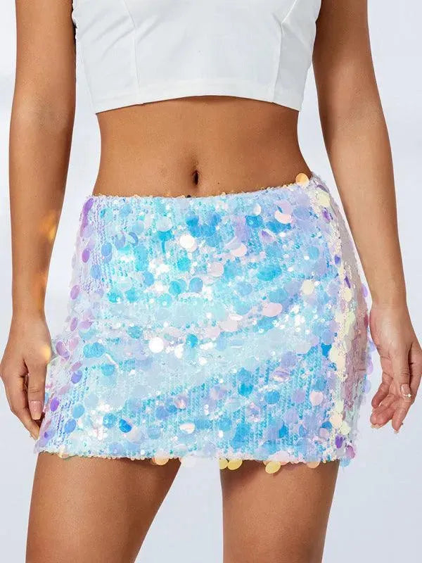 Sparkly Sequined Party Mini Skirt for Women - Glam Nightclub Outfit & Festive Holiday Celebration Wear