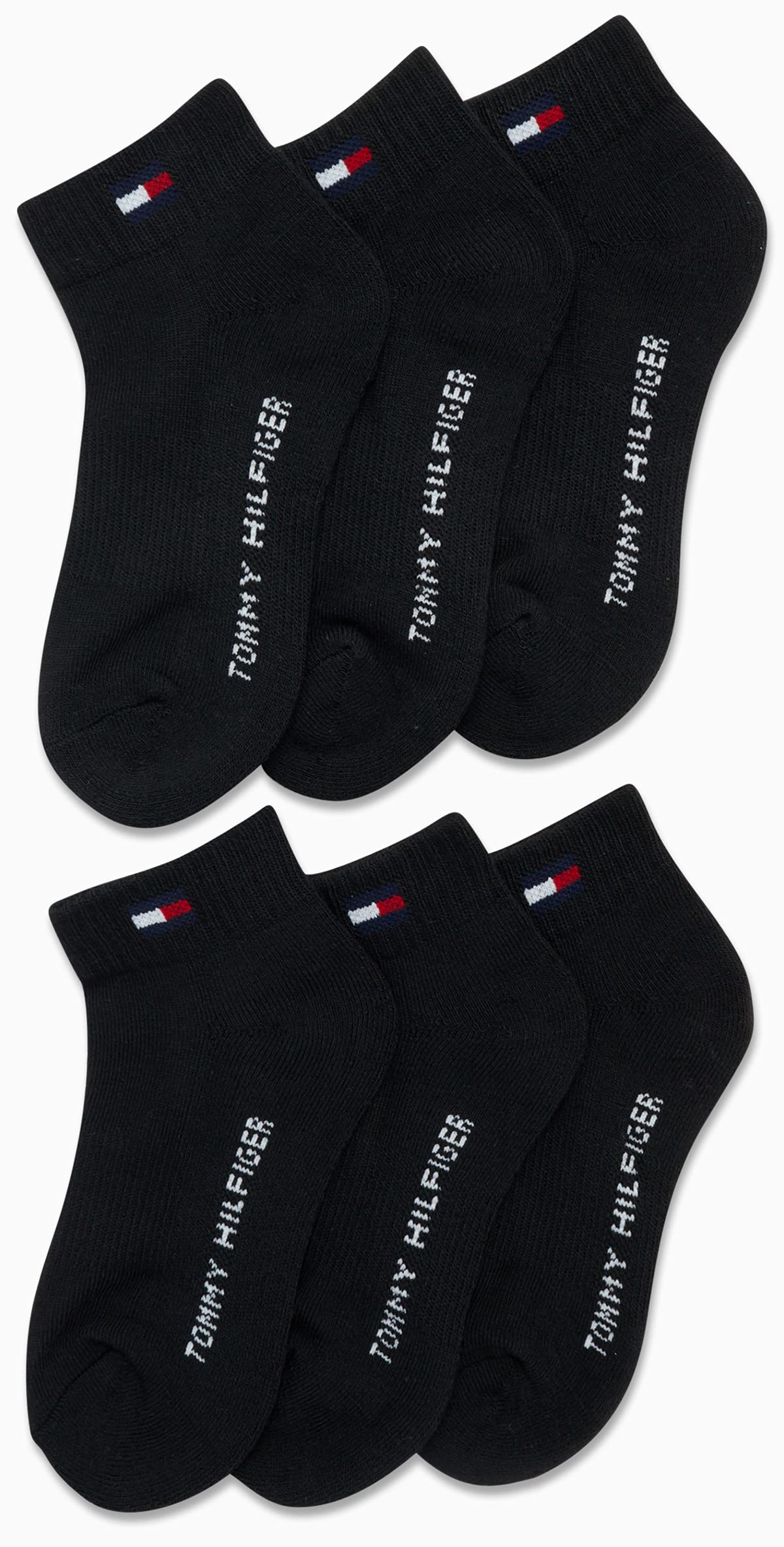 Tommy Hilfiger Boys' Athletic Socks - 6 Pack Performance Cushion Quarter Cut Ankle Socks for Running, Sports & Everyday Wear - Breathable & Comfortable Kids Socks