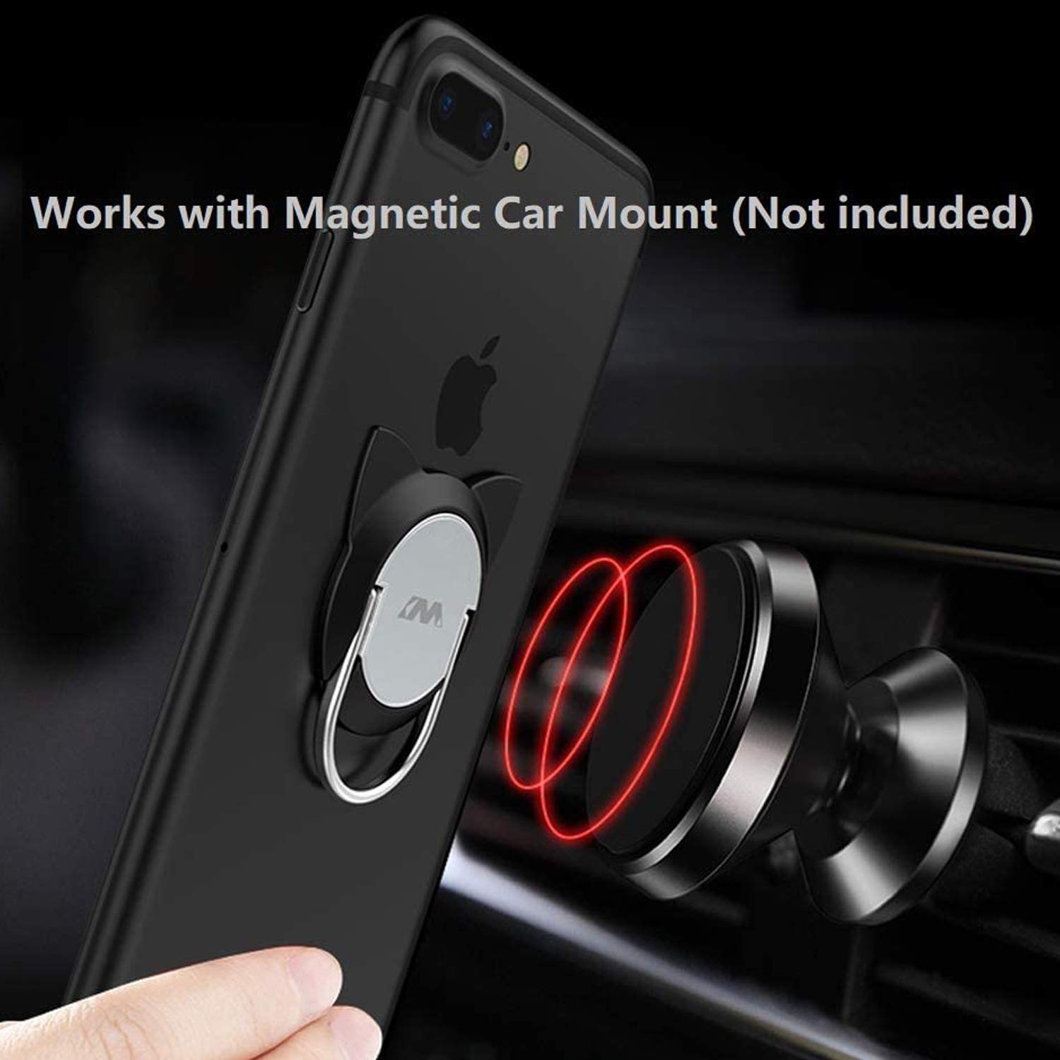 Fonessary 360° Rotating Magnetic Phone Ring Holder & Kickstand - 3 Pack, Universal Cat Design Grip for iPhone, Samsung, Smartphones - Perfect for Car Mount, Desk Stand & One-Hand Use