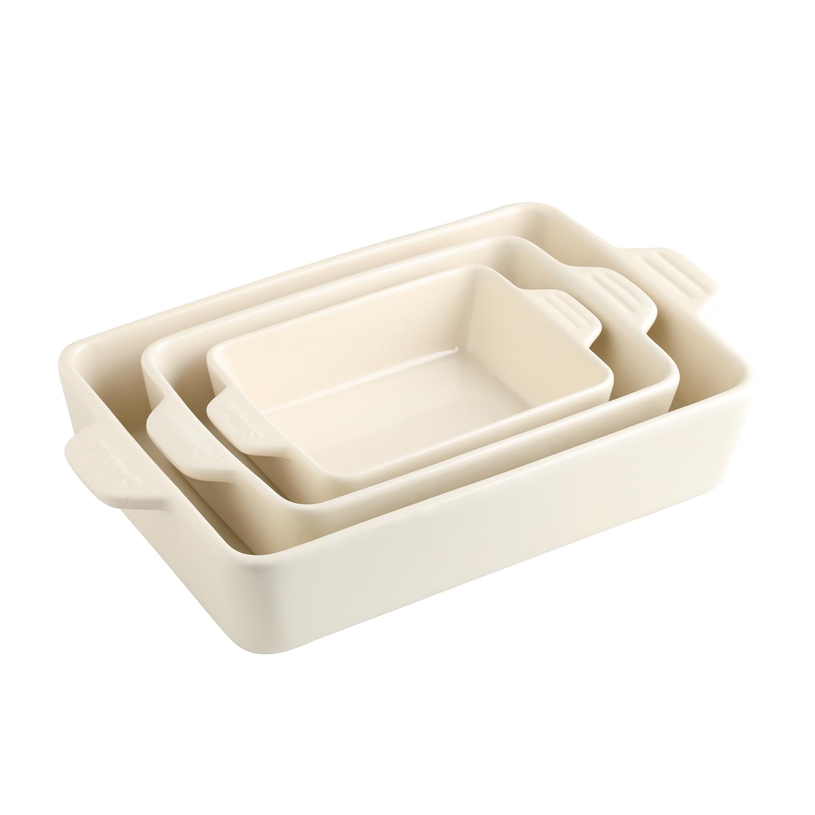Sweejar 11.8 x 7.8 x 2.76 Inch Ceramic Baking Dish Set - Oven Safe Rectangular Casserole Pan for Lasagna, Cakes, Roasts | Perfect for Home Cooking, Dinner Parties & Holiday Meals (Beige)