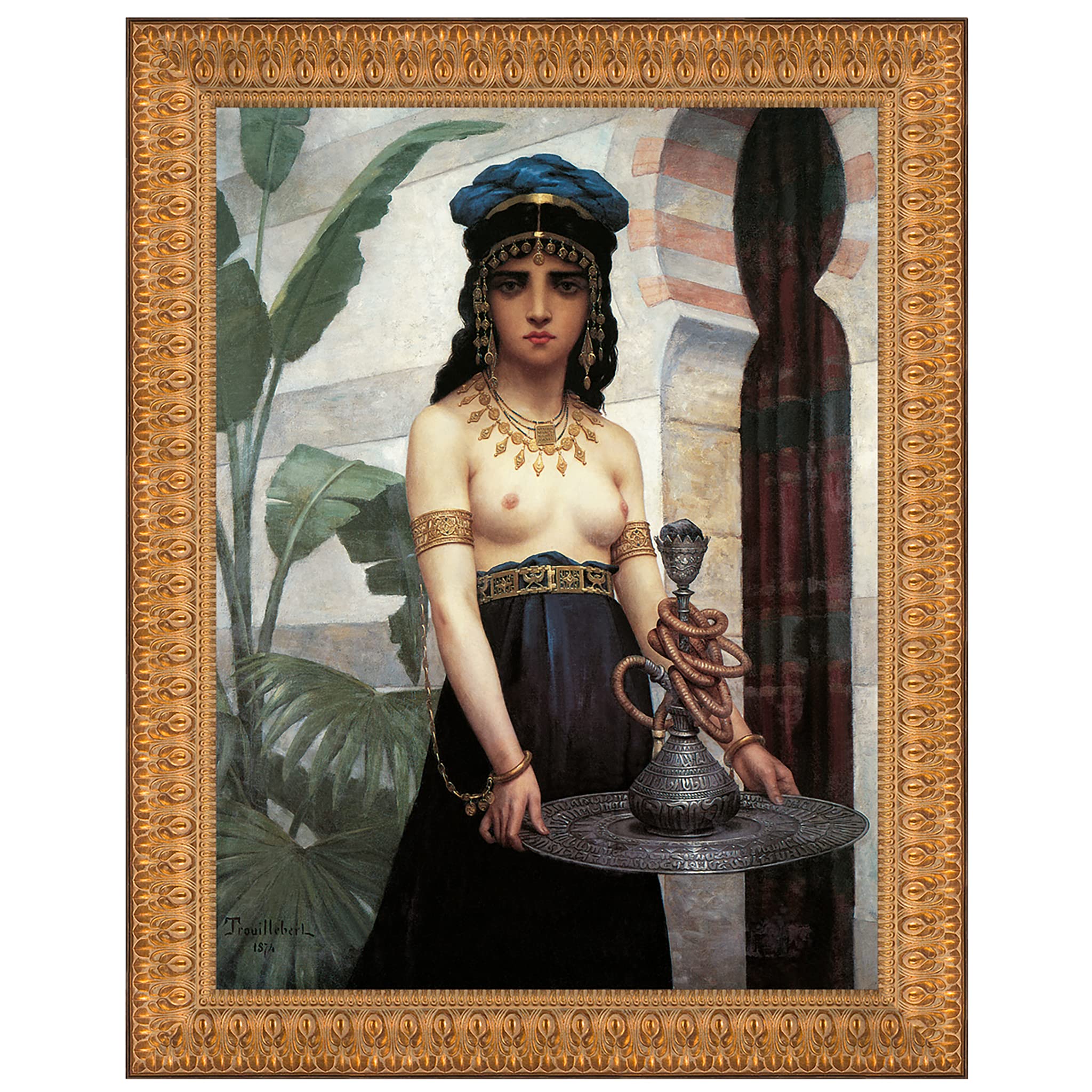 Design Toscano The Harem Servant Girl, 1874 - Hand-Painted Canvas Art Reproduction - Small Wall Decor for Living Room, Bedroom & Office