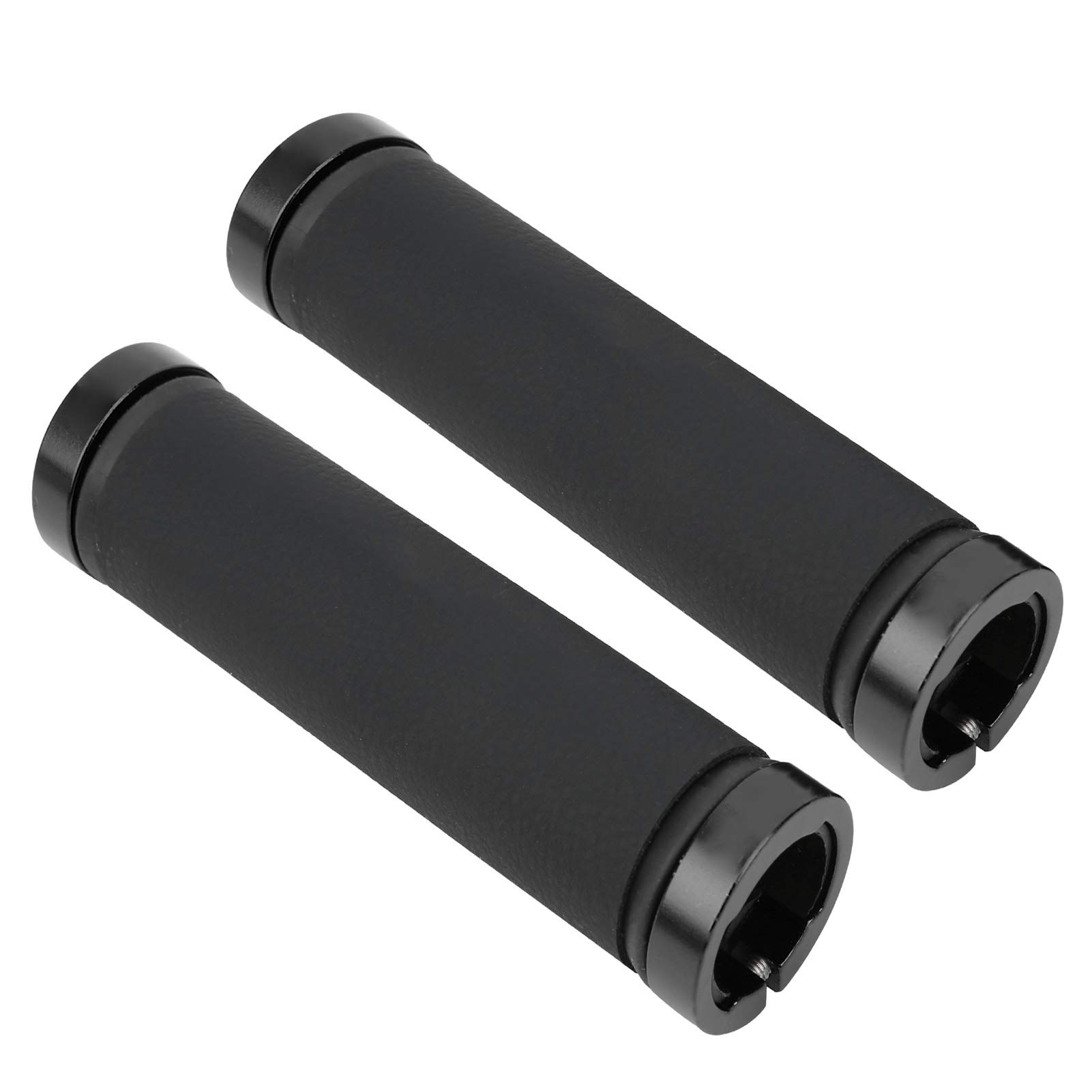 SALUTUYA Bike Handlebar Grips - Premium Microfiber Leather Mountain Bike Handle Grips (Black with Black Ring) - Ergonomic Design for Comfort & Control on MTB, Road Bikes & Cycling Adventures