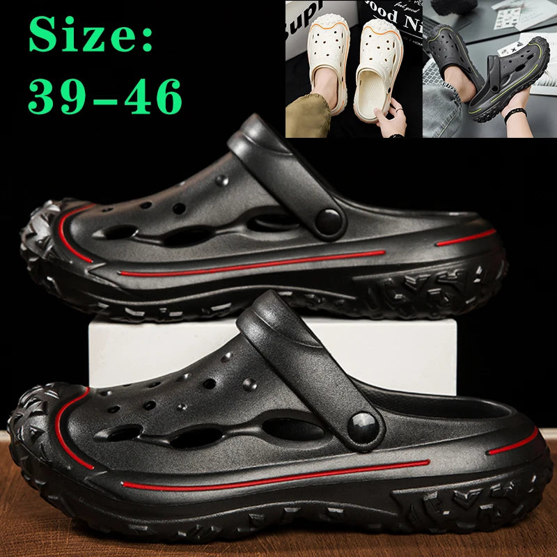 2024 Summer New Men's Outdoor Garden Clogs - Casual Fashion Luxury Sandals with Soft Comfort for Home & Walking - Sizes 39-46 | Perfect for Beach, Poolside, and Backyard Relaxation