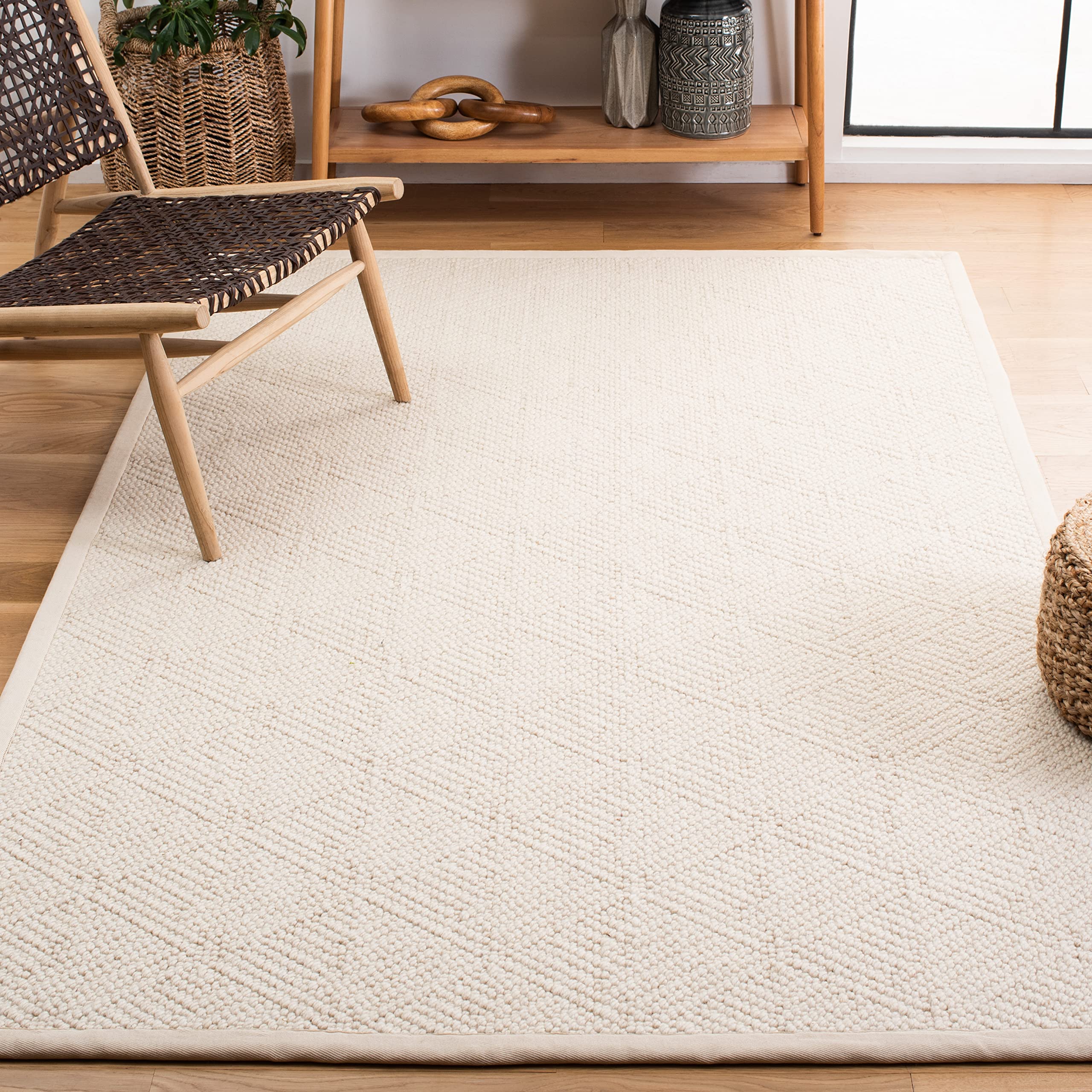 SAFAVIEH Handmade Wool & Jute Natural Fiber Accent Rug - 3' x 5' Ivory Area Rug, Durable for High Traffic Areas, Perfect for Entryway, Living Room, Bedroom Decor | NF483A | Boho Chic Home & Office Floor Mat