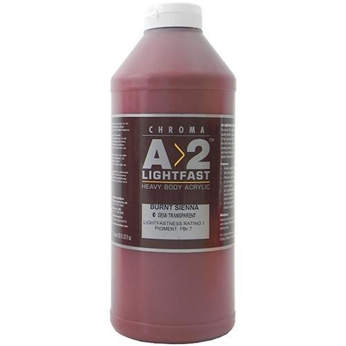 Premium A2 Lightfast Heavy Body Acrylic Paint - 1 Litre (33.8 oz) Burnt Sienna - Professional Artist Quality for Canvas, Murals & Fine Art Painting