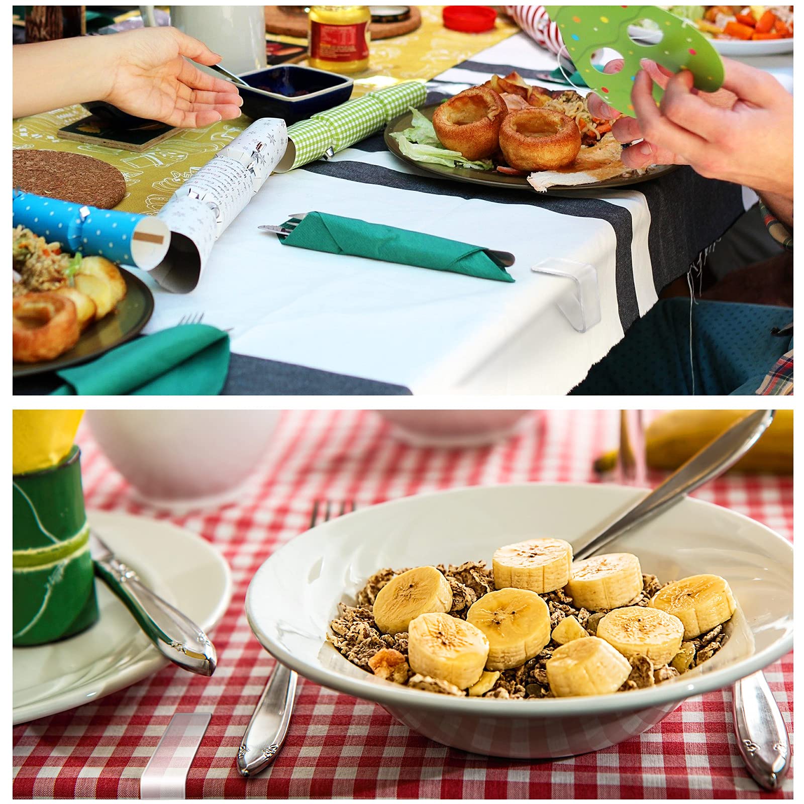 Premium Clear Plastic Tablecloth Clips - Heavy Duty Table Cloth Holders for Indoor Outdoor Use - Perfect for Christmas, Weddings, Parties & Picnics - Secure Table Linens on Any Surface