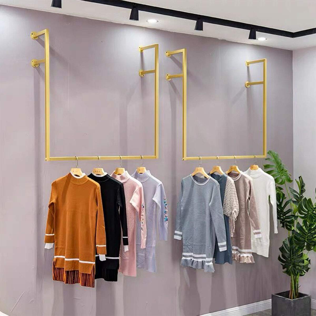 Simple Wall Mounted Metal Display Rack - U-Shaped Shelf for Clothing & Towel Storage (Gold, 39
