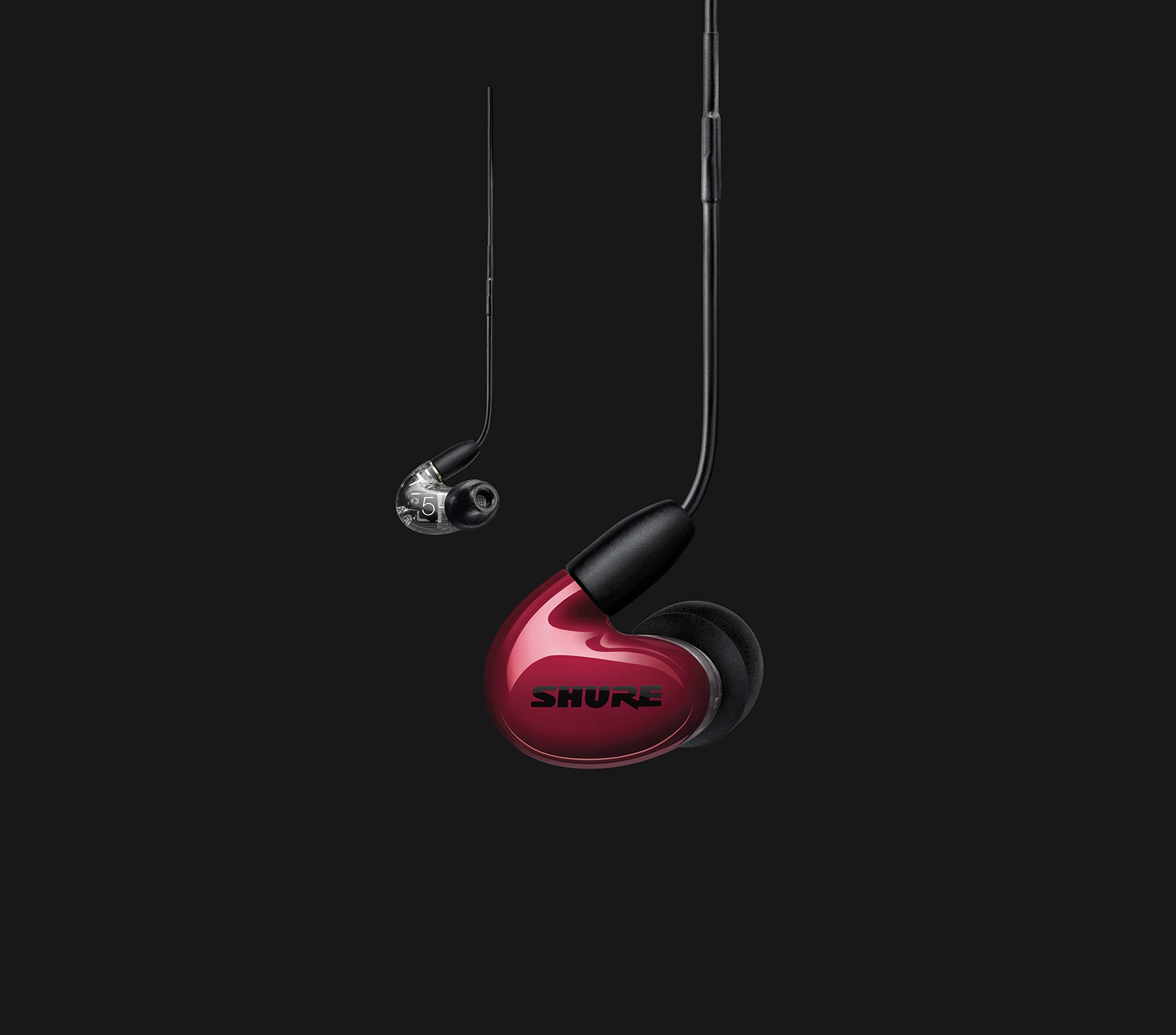 Shure AONIC 5 Wired Sound Isolating Earbuds - High Definition Audio with Natural Bass, Triple Driver Technology, Secure In-Ear Fit & Detachable Cable for Apple & Android Devices (Red) - Perfect for Music Lovers, Audiophiles & Travelers