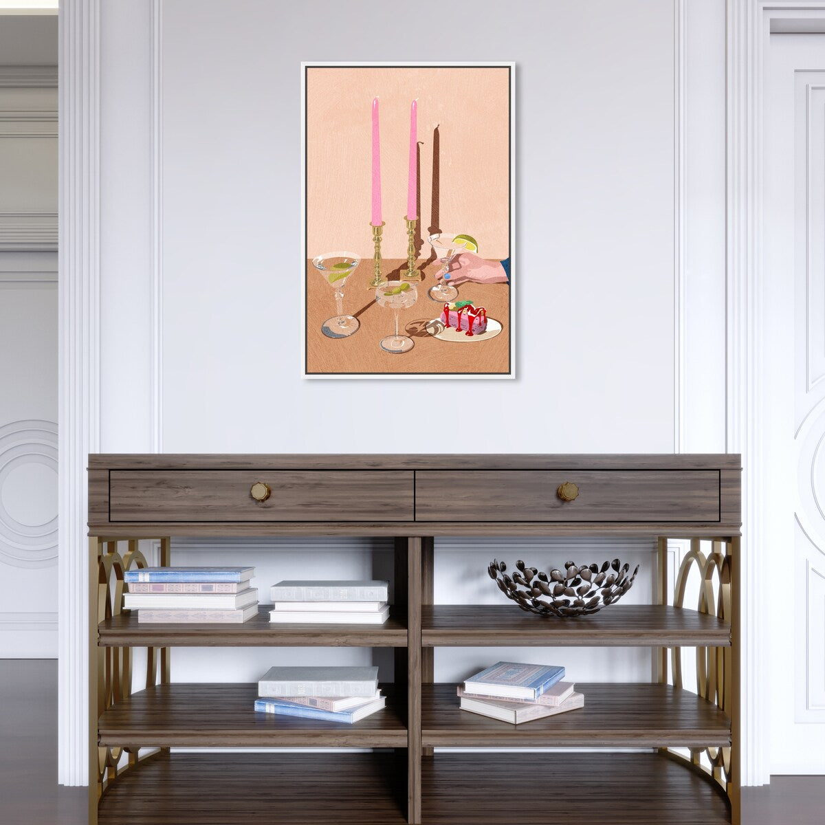 Elegant Pink Framed Canvas Wall Art Print - Modern Dessert & Drink Theme for Dining Room Decor | Perfect for Kitchen, Living Room, and Home Decoration