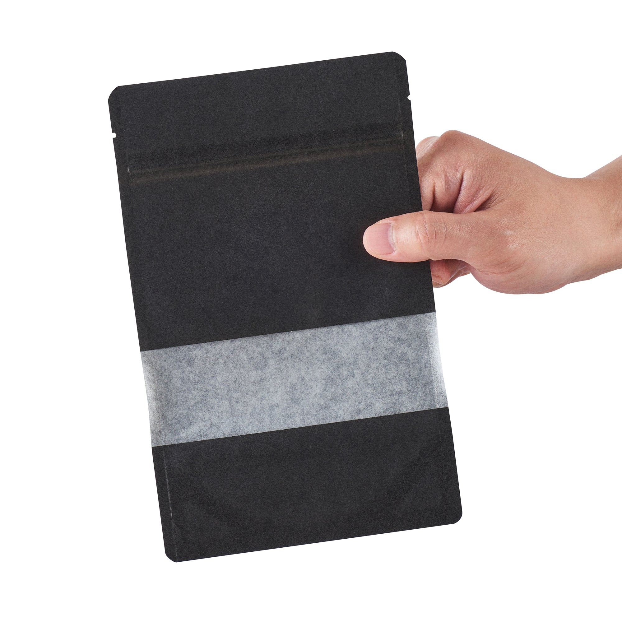 Black Plastic Medium Window Bags - Heat Sealable 8 x 5 x 1.75 Inches - Pack of 100 for Food Packaging, Retail Display & Storage | Durable Resealable Bags for Bakery, Candy, Crafts & Small Items