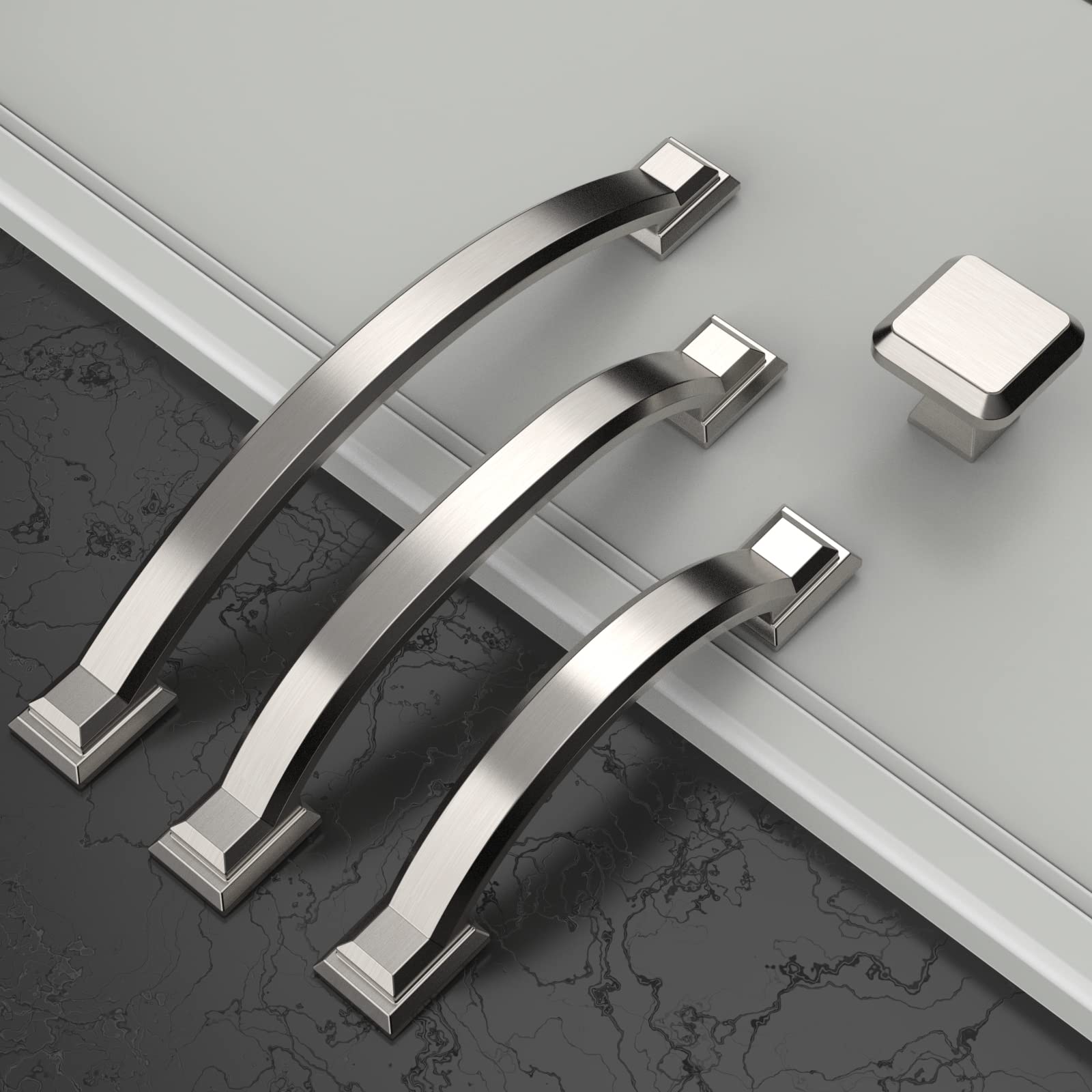 Amerdeco 15 Pack Brushed Satin Nickel Cabinet Pulls 5 Inch (128mm) Hole Centers - Modern Kitchen Cabinet Handles & Bathroom Drawer Pulls for Dressers, Cabinets & Furniture (ZH0016) - Perfect for Home Renovation & DIY Projects