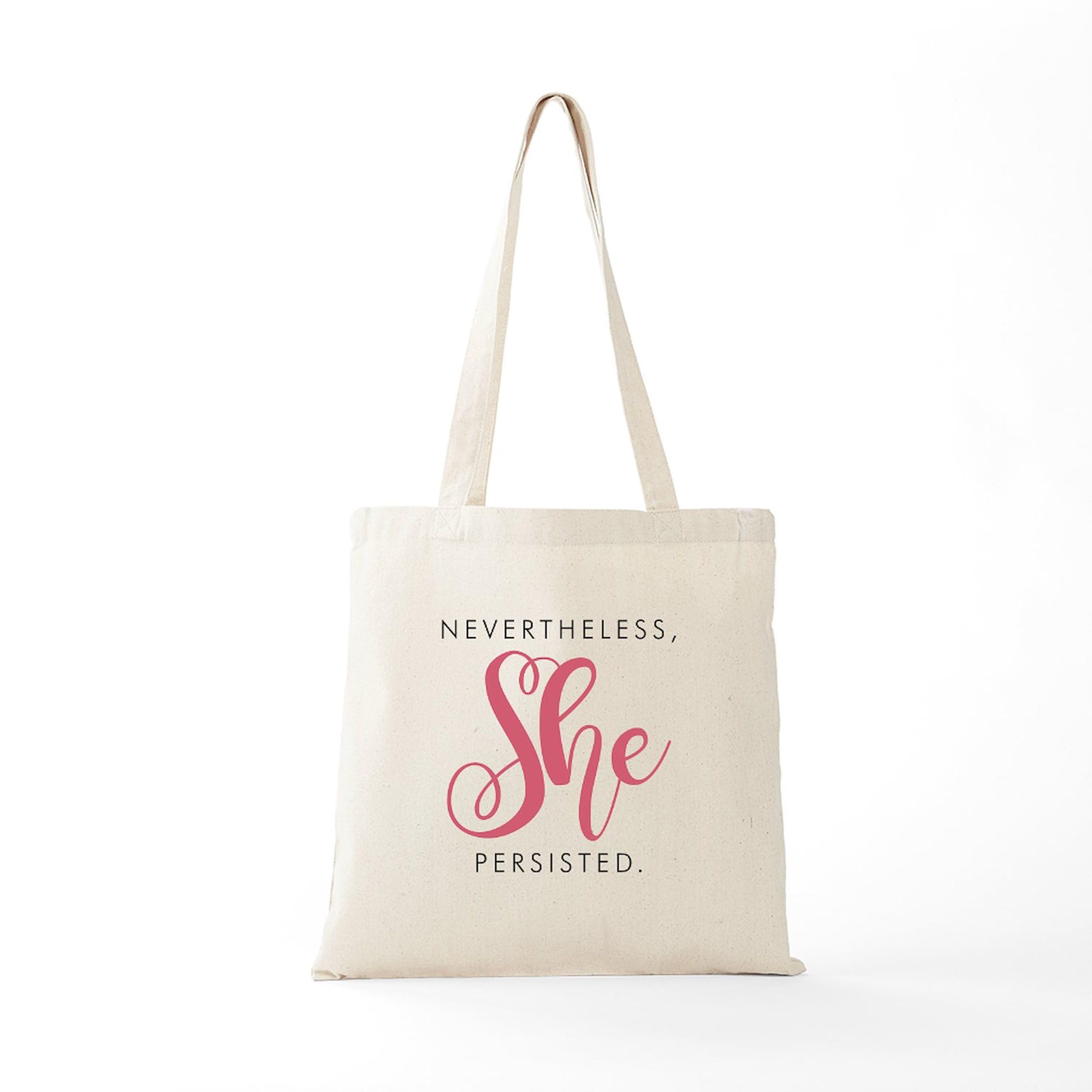 Nevertheless, She Persisted Natural Canvas Tote Bag - Eco-Friendly Reusable Shopping Bag for Women, Groceries, Beach & Work | Feminist Gift Idea