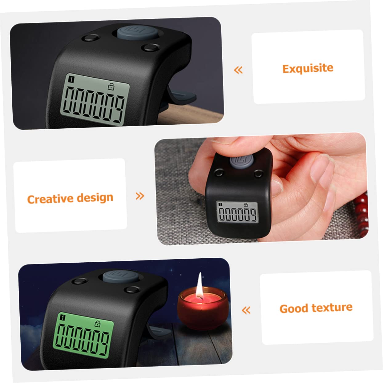 Kisangel Digital Hand Counter - Silica Gel Red Muslim Prayer Beads with LCD Display, Clicker Tally Counter for Tracking Prayers, Exercise Reps, Inventory & Events (Handheld Lap Tracker for Sports, Retail, Classroom)