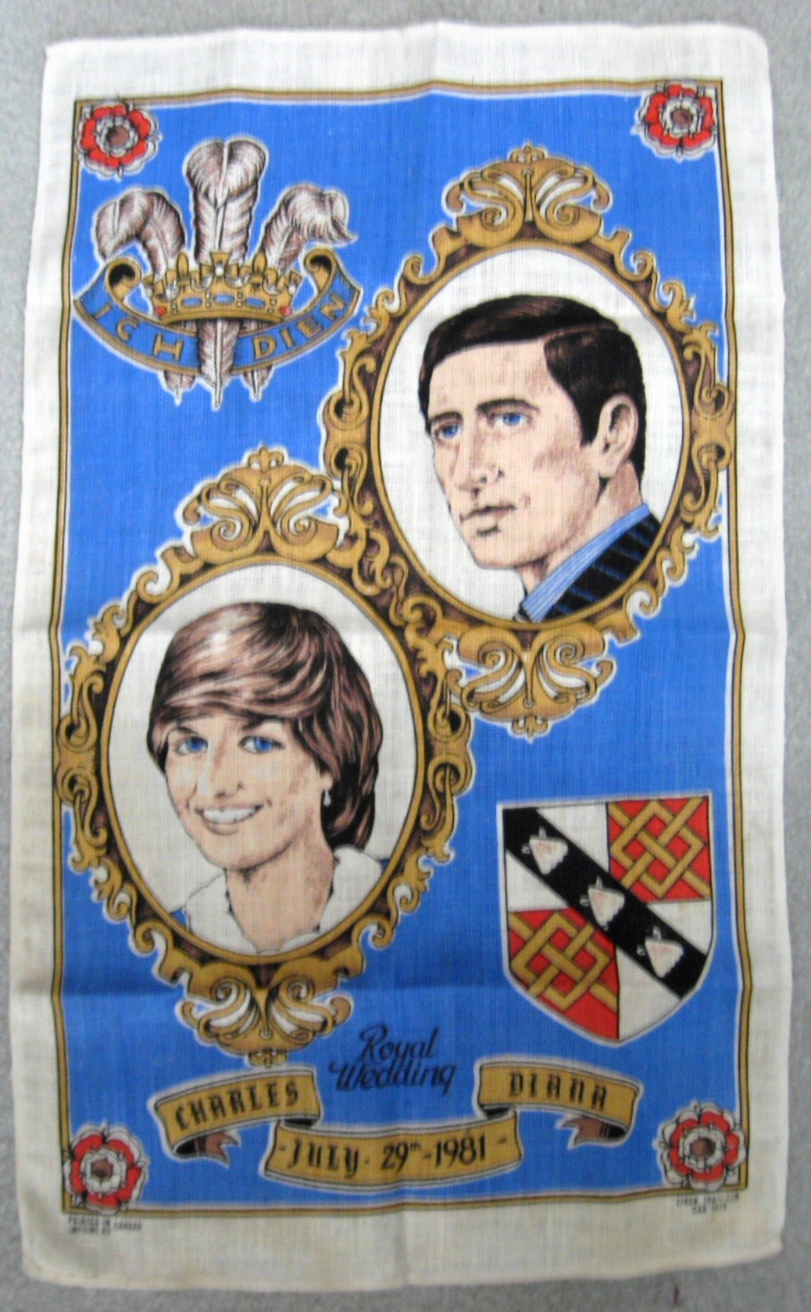 Royal Wedding Tea Towel - Charles & Diana 1981 Commemorative Linen Dish Towel in Blue | Vintage Kitchen Decor, Gift for Tea Lovers & Royal Family Fans