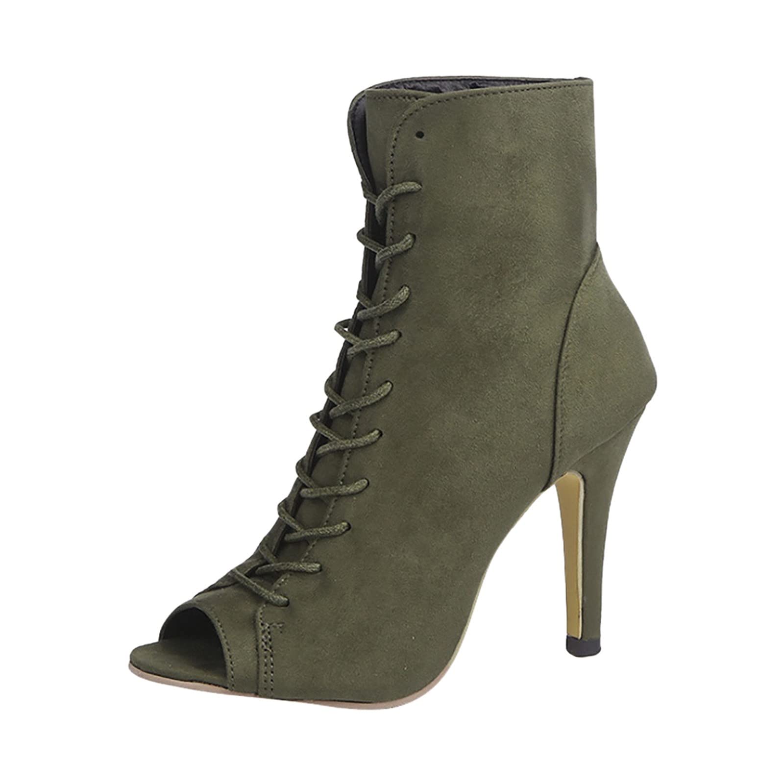 Stylish Women's Stiletto Heel Peep Toe Ankle Boots - Lace Up Party Booties with Thin High Heels for Night Out, Club, and Special Occasions