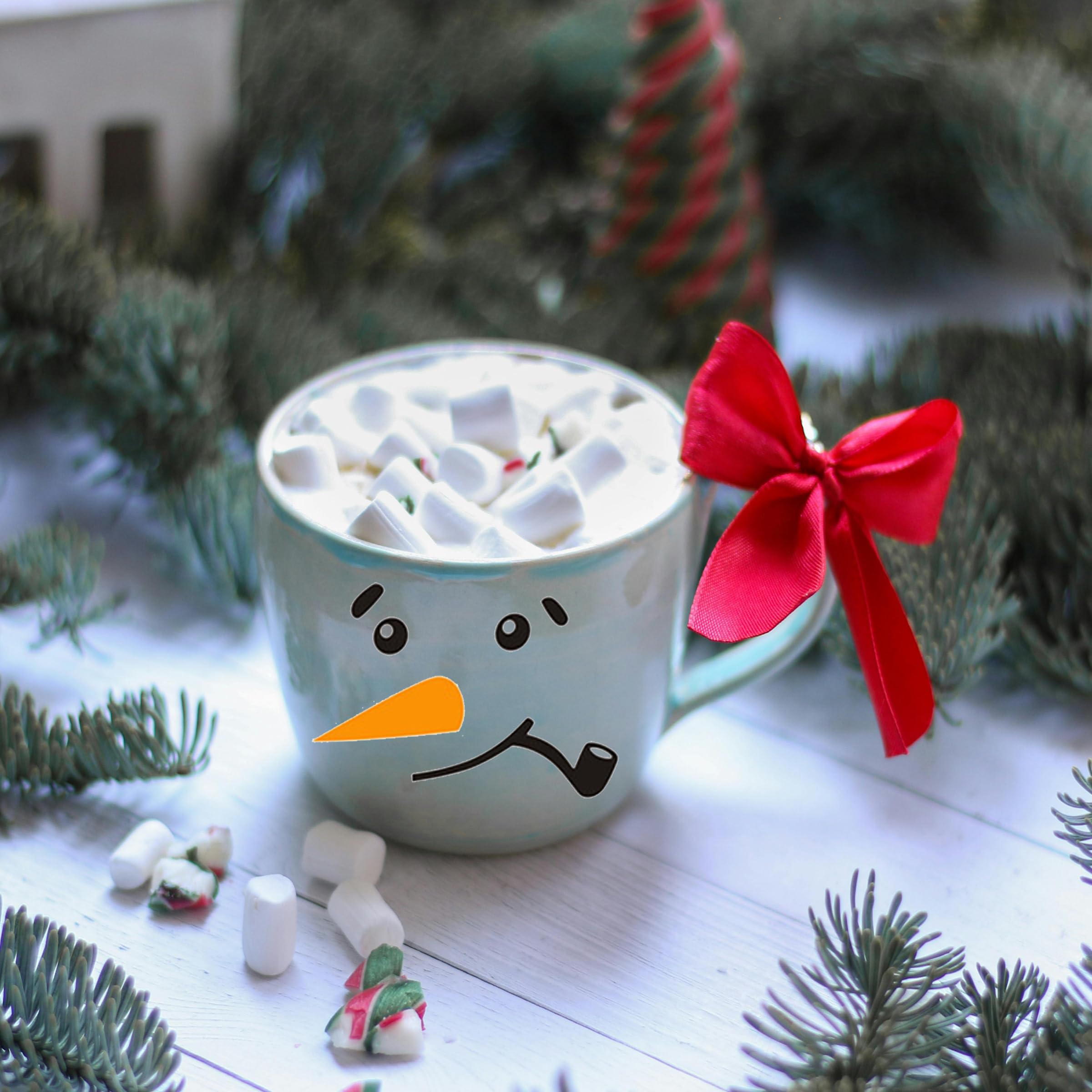 32pcs Cute Snowman Face Stickers - Small Vinyl Wall Decals & Cup Stickers for Christmas Decorations | Perfect for Holiday Party, Winter Home Decor & Gift Wrapping
