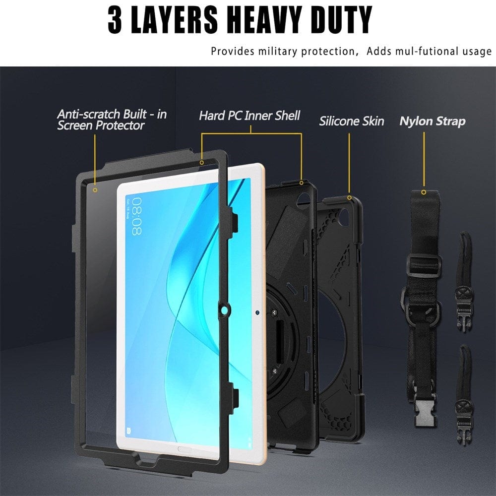 Premium Shoulder & Hand Strap Case for iPad 10.2 (7th/9th Gen) with Built-in Screen Protector - Perfect for Travel, Work & Outdoor Activities