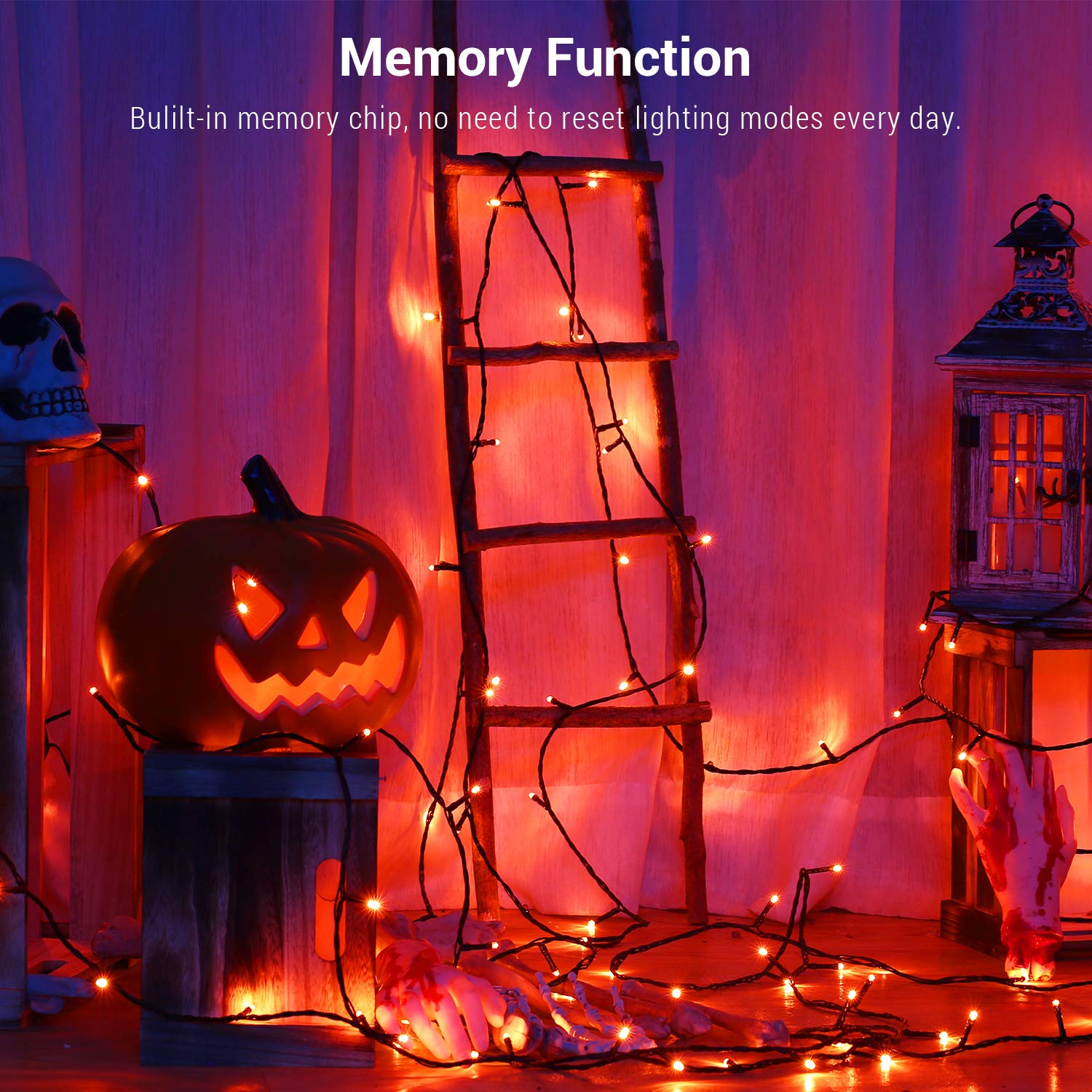 BrizLabs 240 LED Halloween Lights - 78.74ft Orange & Purple String Lights for Party Decor