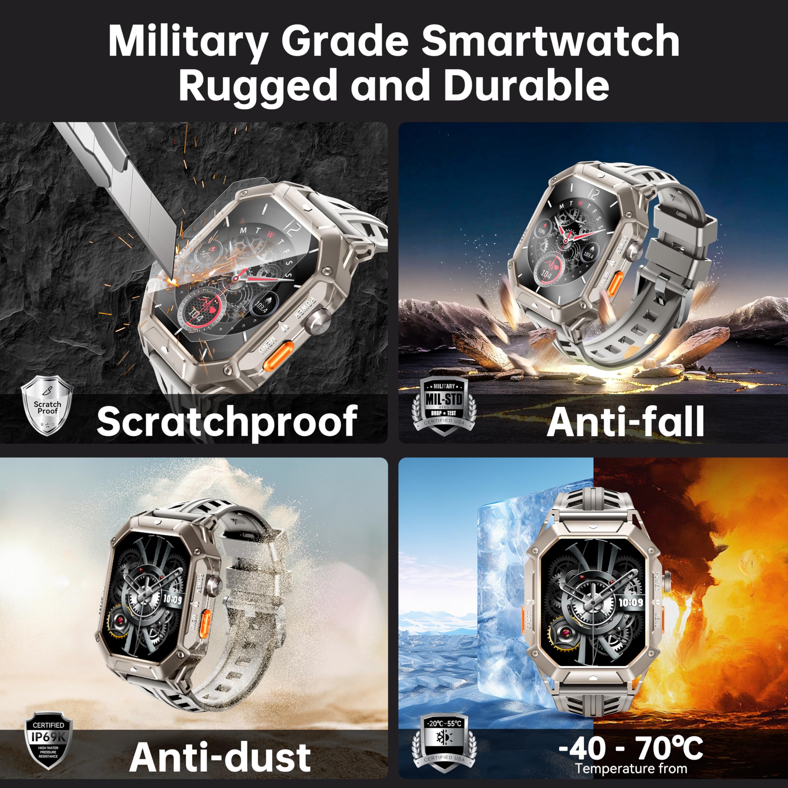 OUKITEL BT80 Rugged Military Smartwatch for Men - 2.13