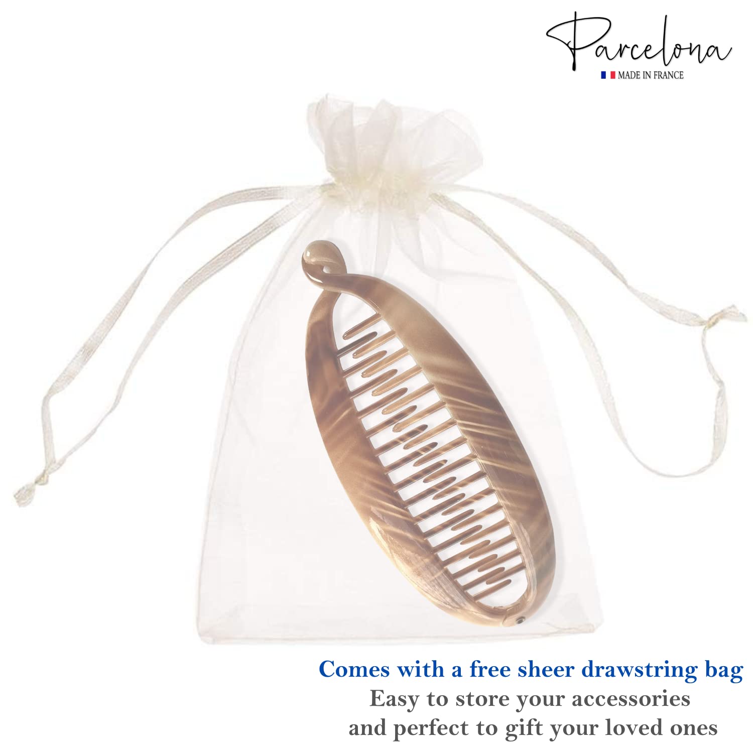 French Beige Tortoise Shell Hair Clips - 5.5