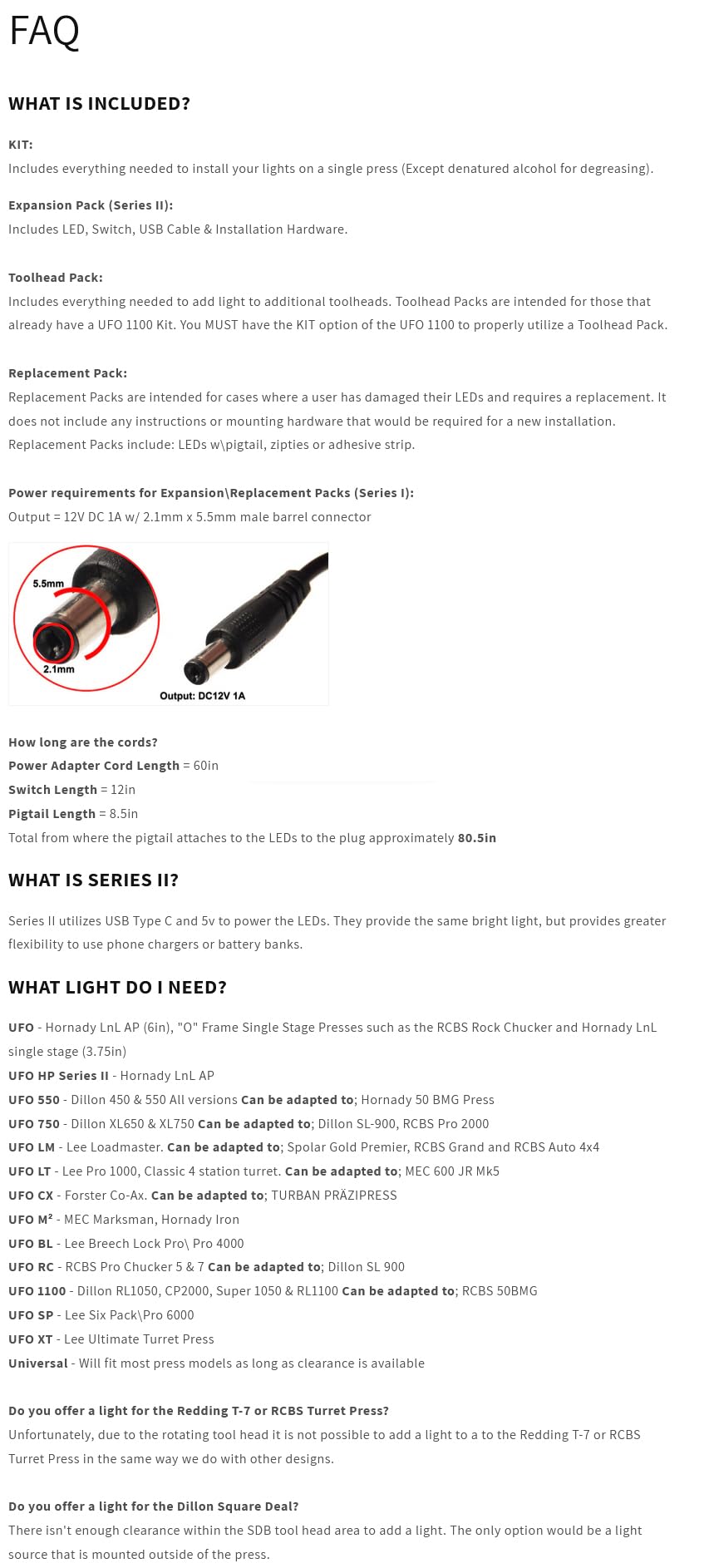Dillon RL1050 & RL1100 Reloading Press Light - UFO 1100 LED Workbench Lighting for Reloading Stations | Perfect for Ammunition Reloading & Gunsmithing Workspaces