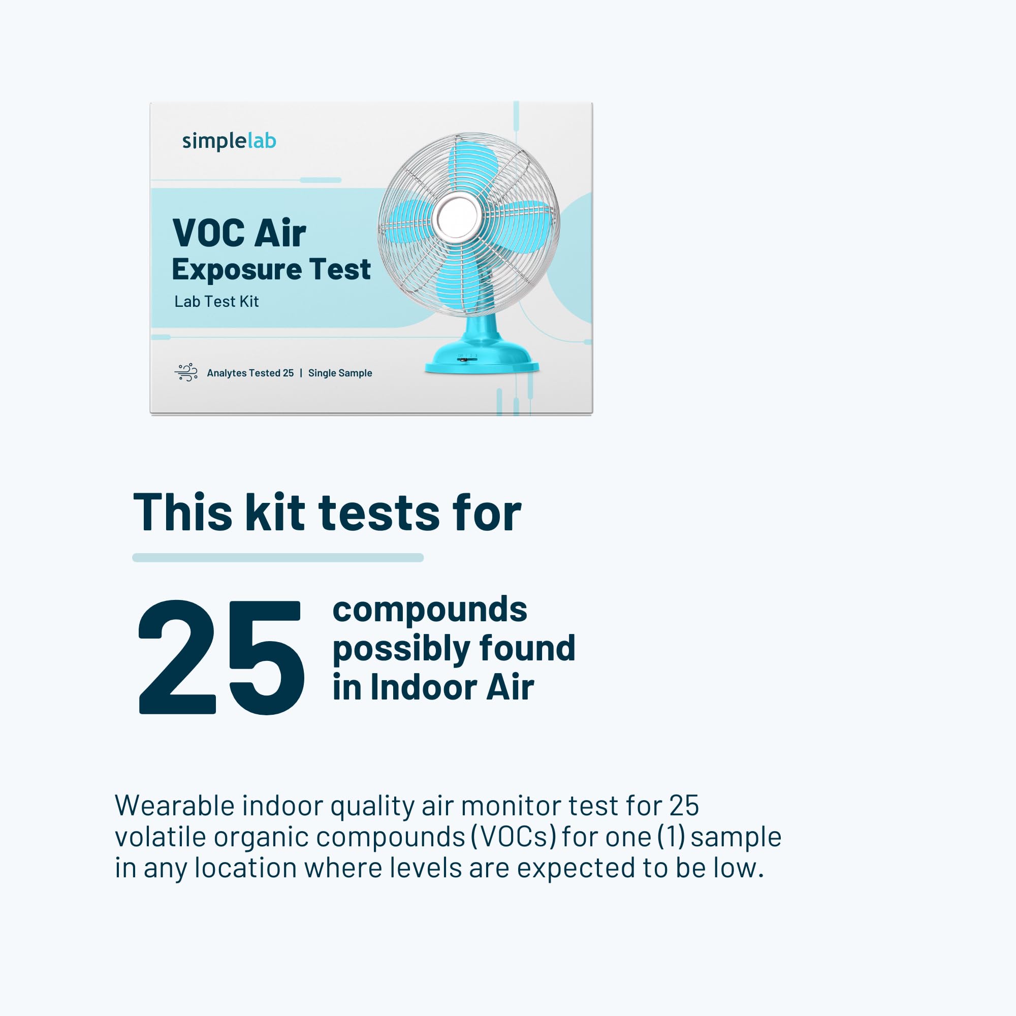 SimpleLab VOC Air Exposure Test Kit - 25 VOCs Tested | Indoor Air Quality Testing for Home & HVAC Systems | Laboratory Certified Home Air Test | Monitor Formaldehyde, Benzene & More | Perfect for New Homes, Renovations & Health Concerns