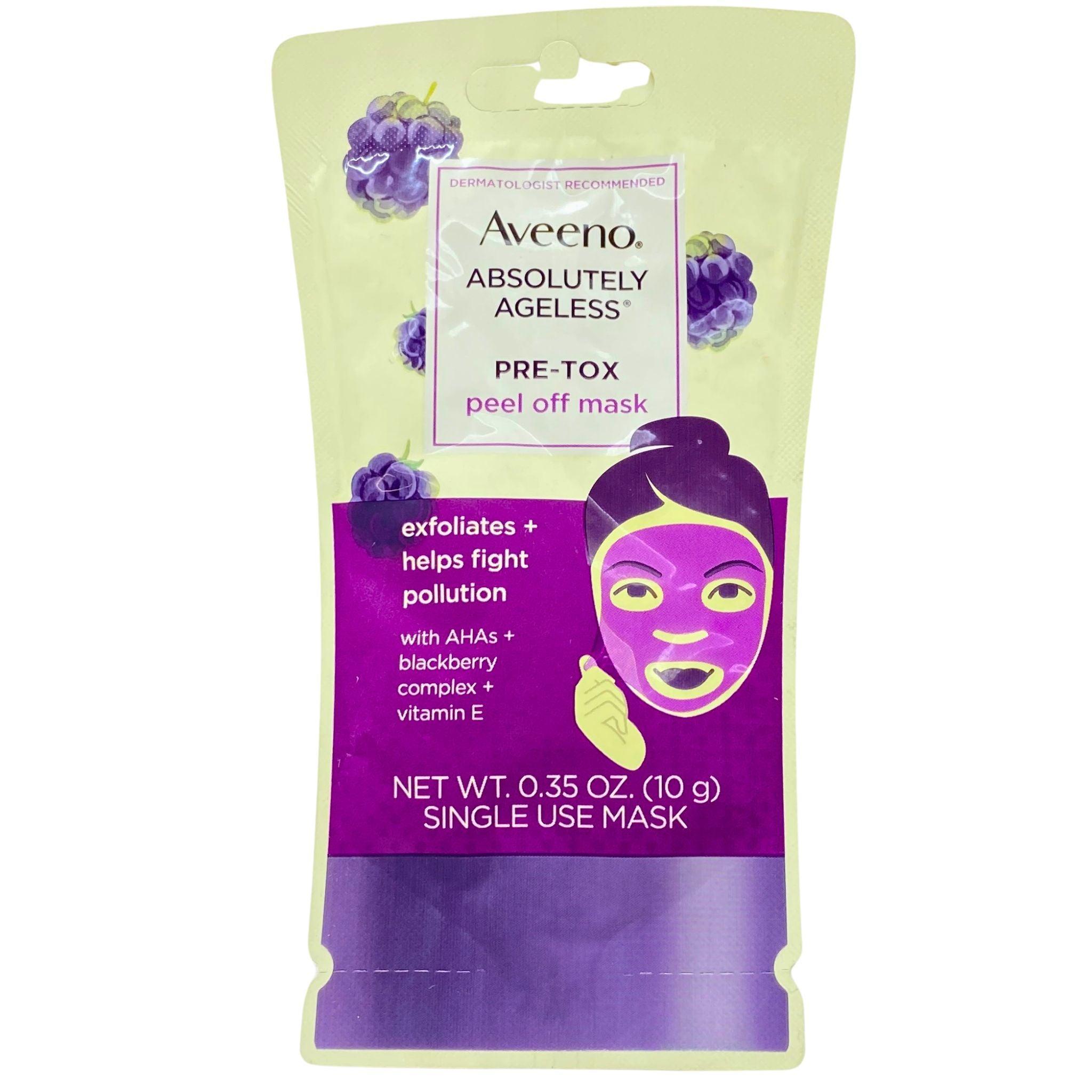 Aveeno Absolutely Ageless Pre Tox Peel Off Mask - Exfoliating Face Mask with Blackberry Complex & Vitamin E, 0.35 oz (100 Pcs Lot) - Anti-Aging Skincare for Glowing Skin at Home Spa